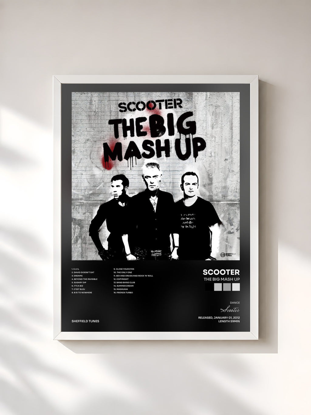 #blanc The Big Mash Up de Scooter en lámina enmarcada, marco blanco, impresa y enmarcada en Francia
