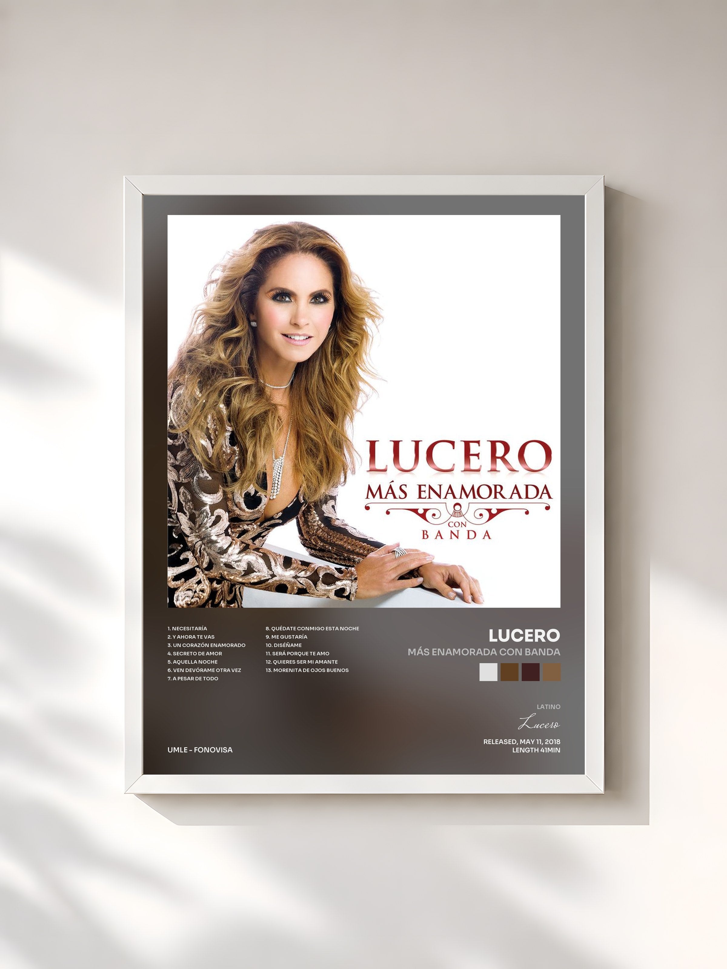 #blanc Tableau de l'album Más Enamorada Con Banda de Lucero, cadre blanc, imprimé et encadré en France