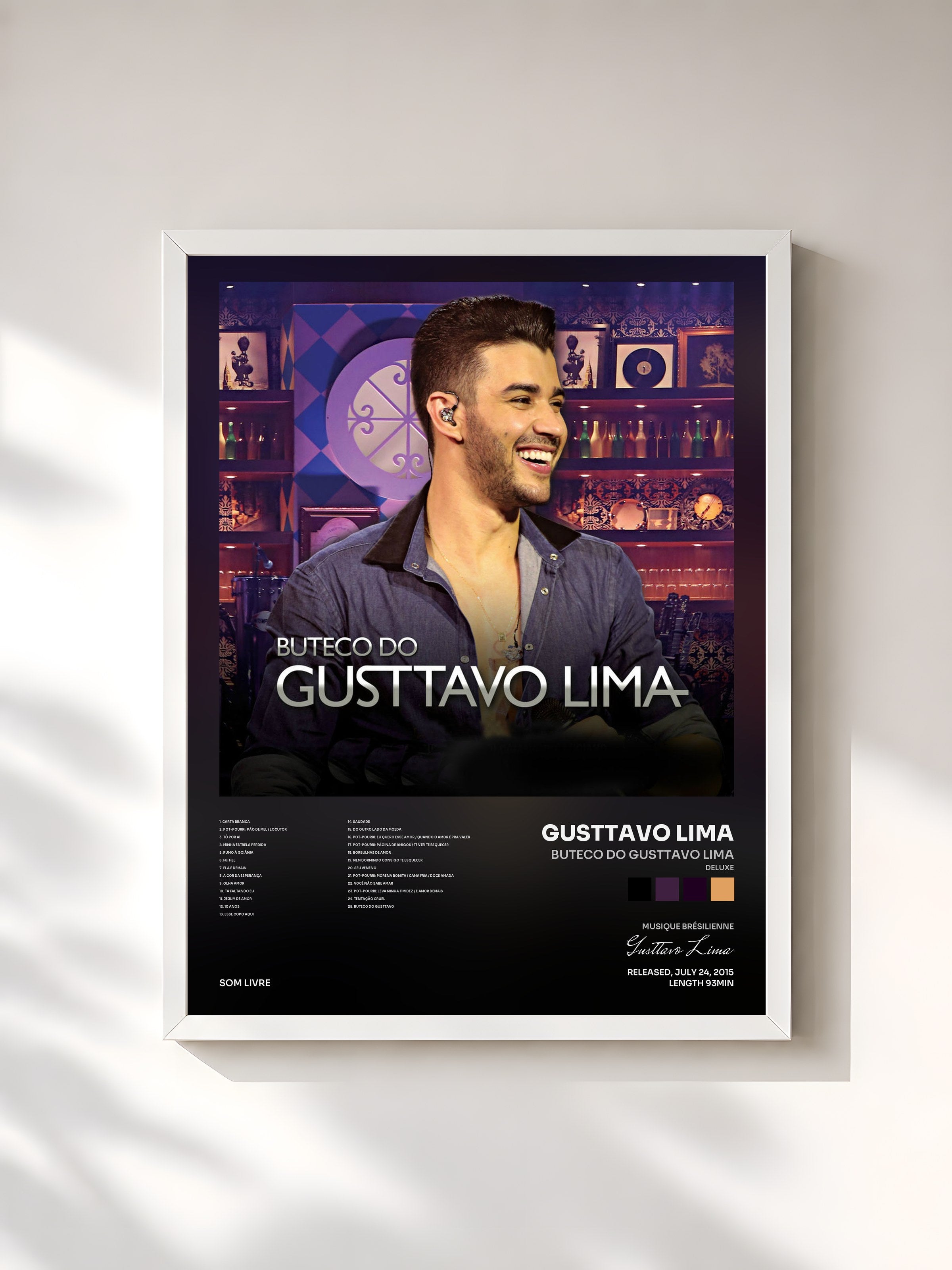 #blanc Tableau de l'album Buteco do Gusttavo Lima (Deluxe) de Gusttavo Lima, cadre blanc, imprimé et encadré en France