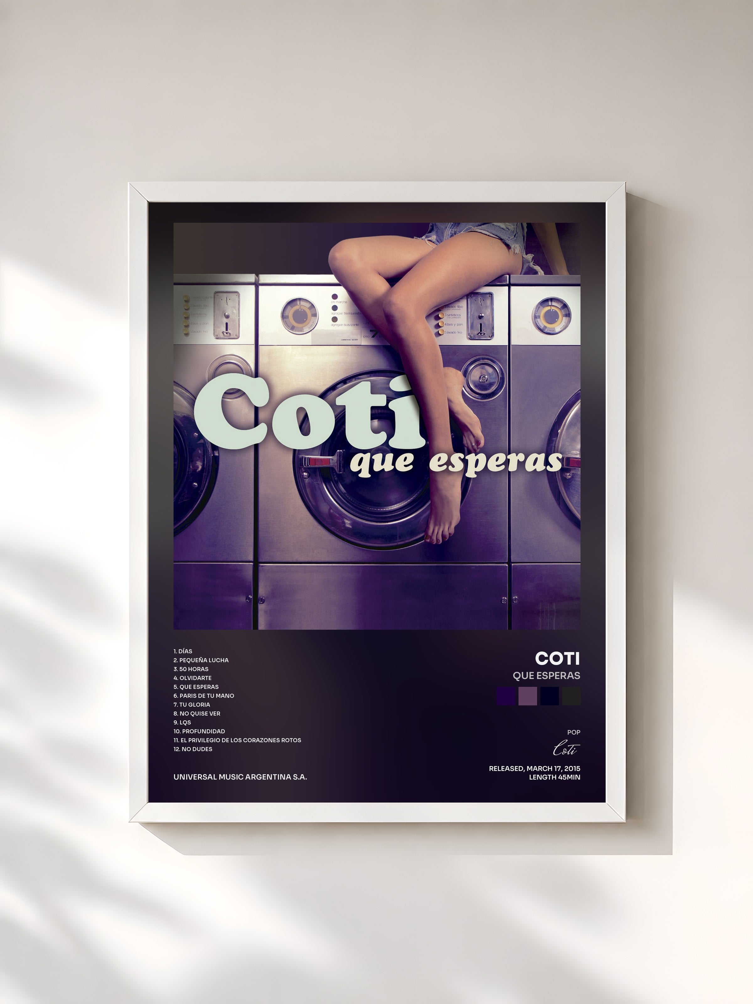#blanc Tableau de l'album Que Esperas de Coti, cadre blanc, imprimé et encadré en France
