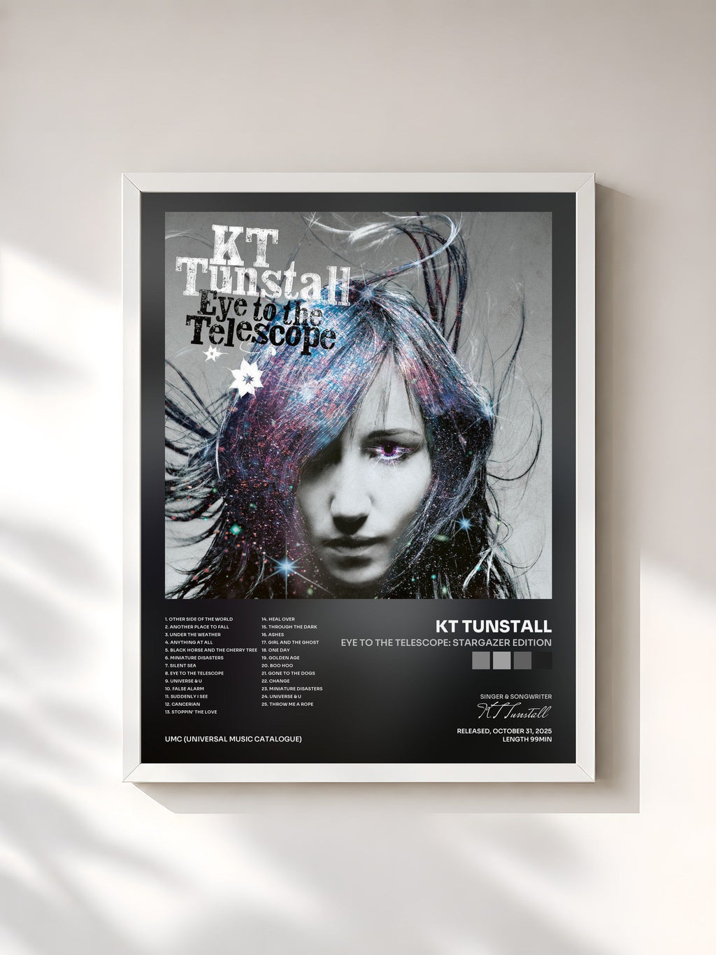 #blanc Eye to the Telescope: Stargazer Edition de KT Tunstall en lámina enmarcada, marco blanco, impresa y enmarcada en Francia