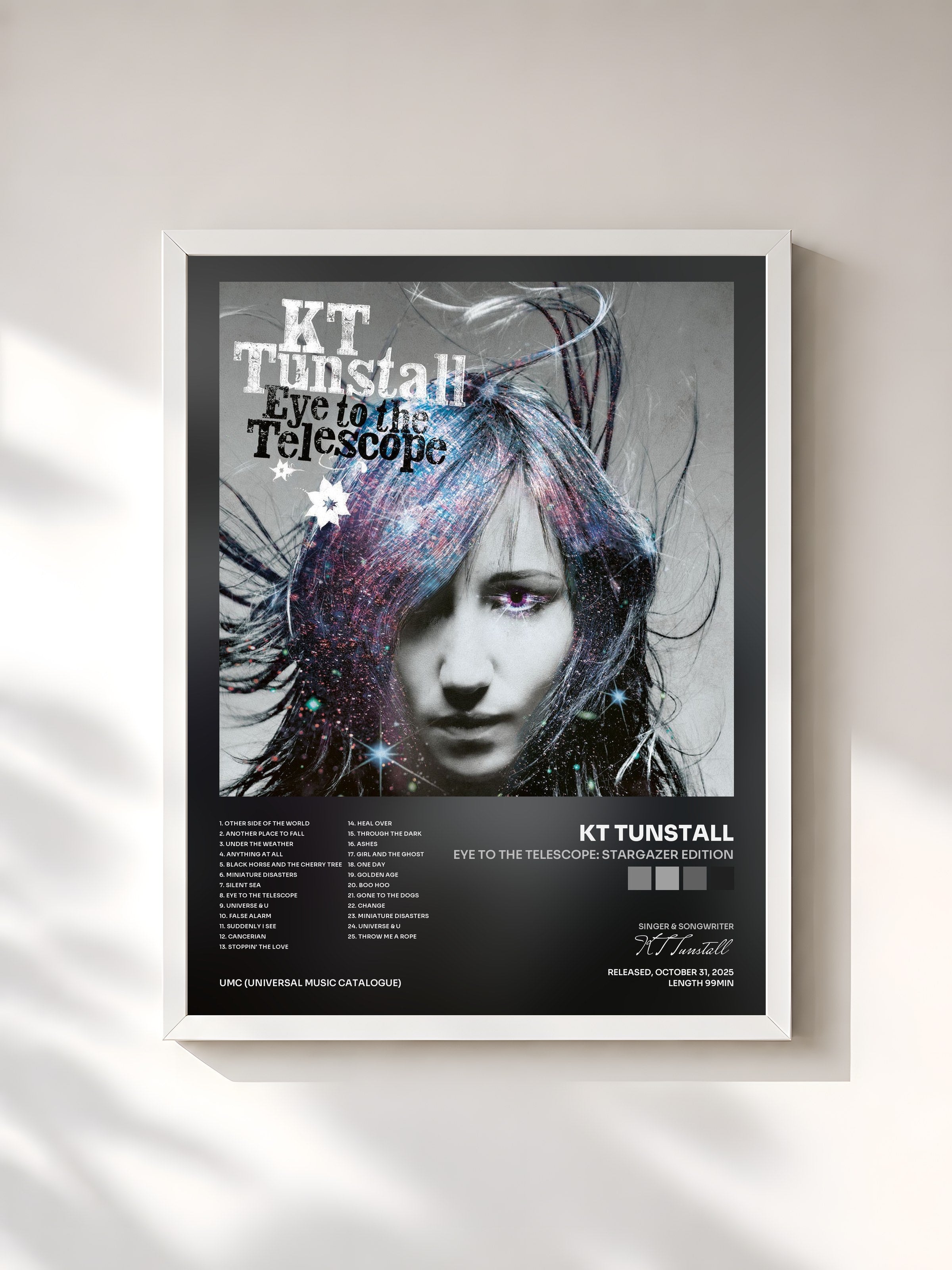 #blanc Tableau de l'album Eye to the Telescope: Stargazer Edition de KT Tunstall, cadre blanc, imprimé et encadré en France