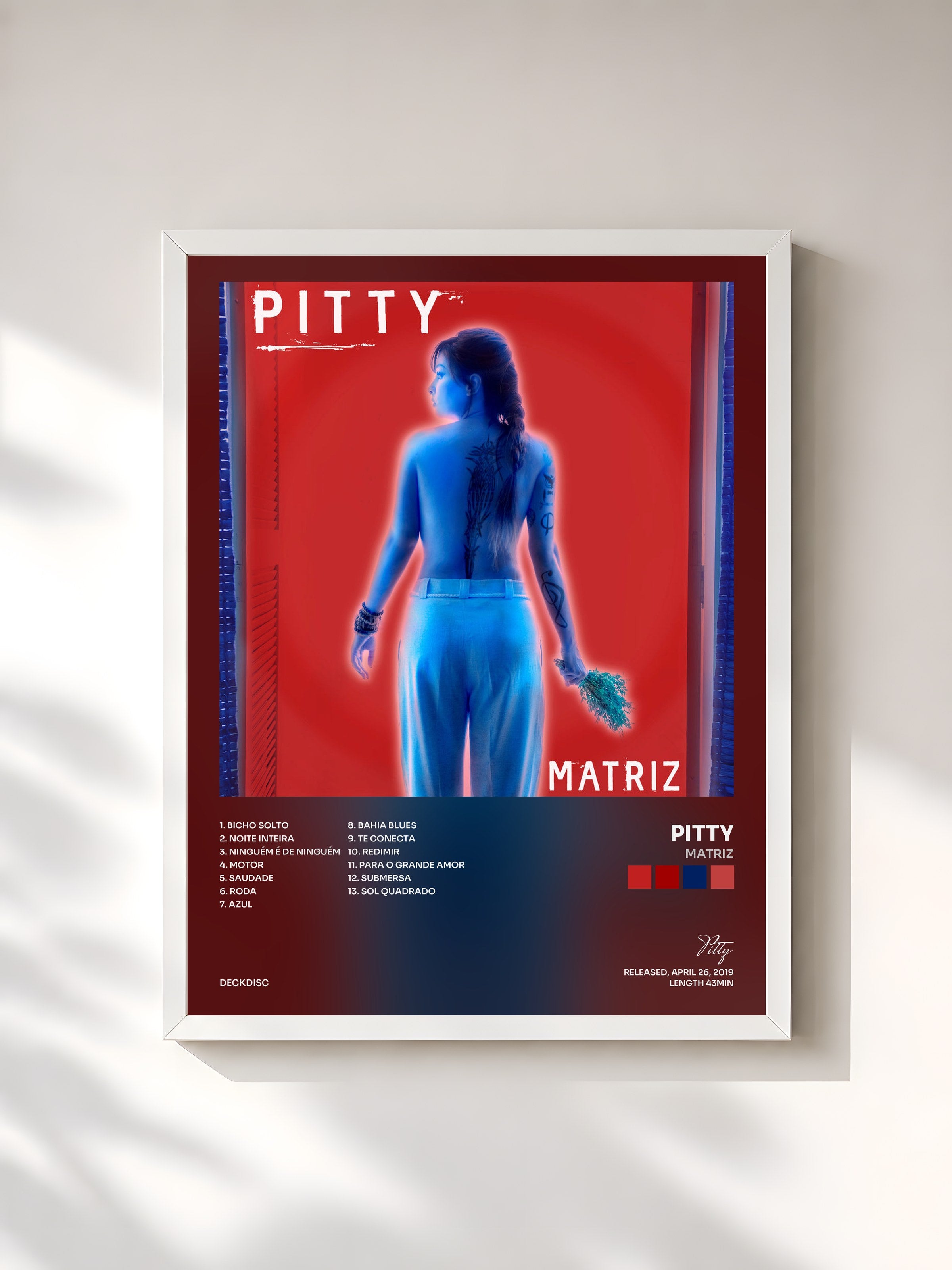 #blanc Tableau de l'album Matriz de Pitty, cadre blanc, imprimé et encadré en France