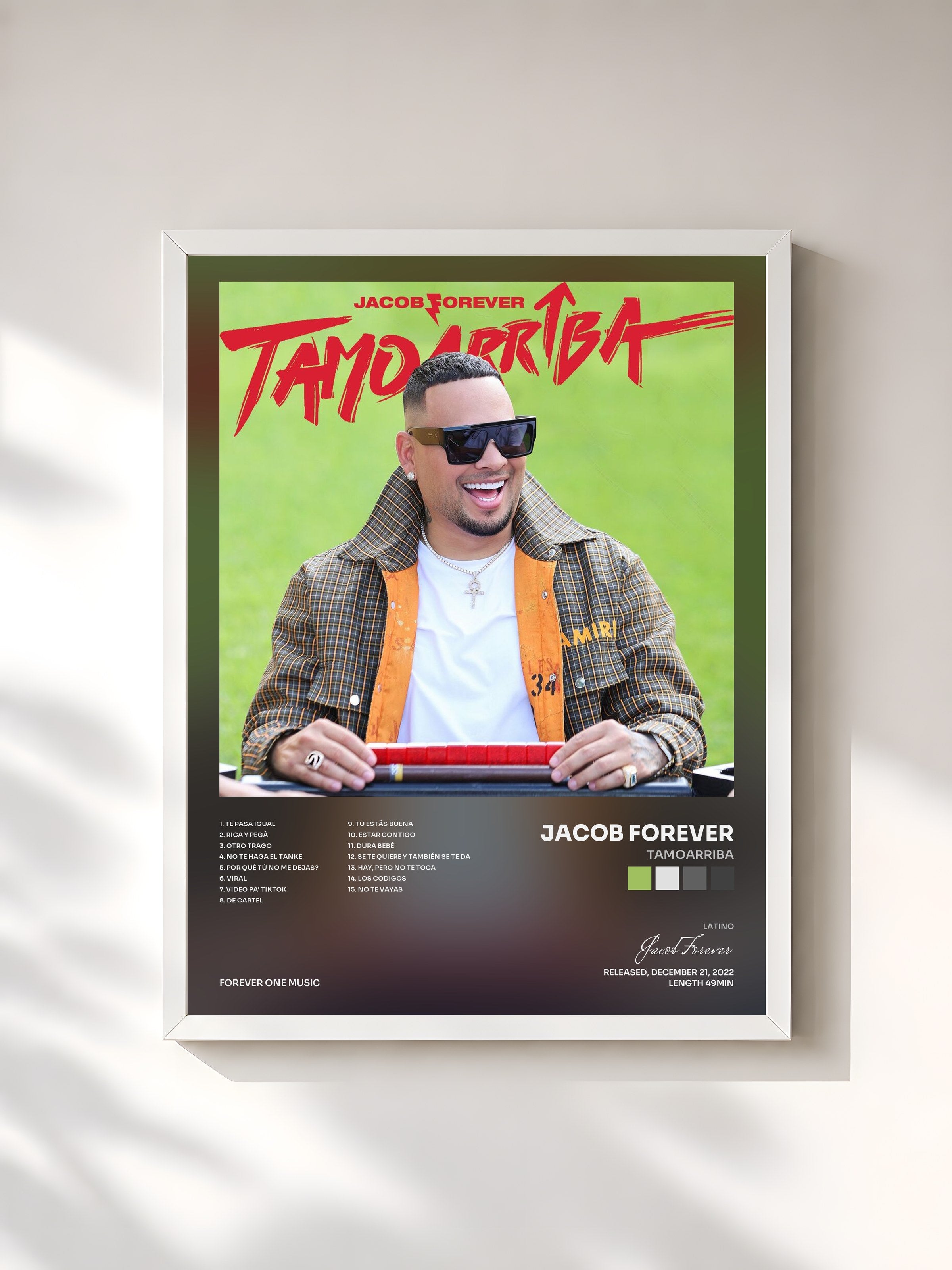 #blanc Tableau de l'album Tamoarriba de Jacob Forever, cadre blanc, imprimé et encadré en France