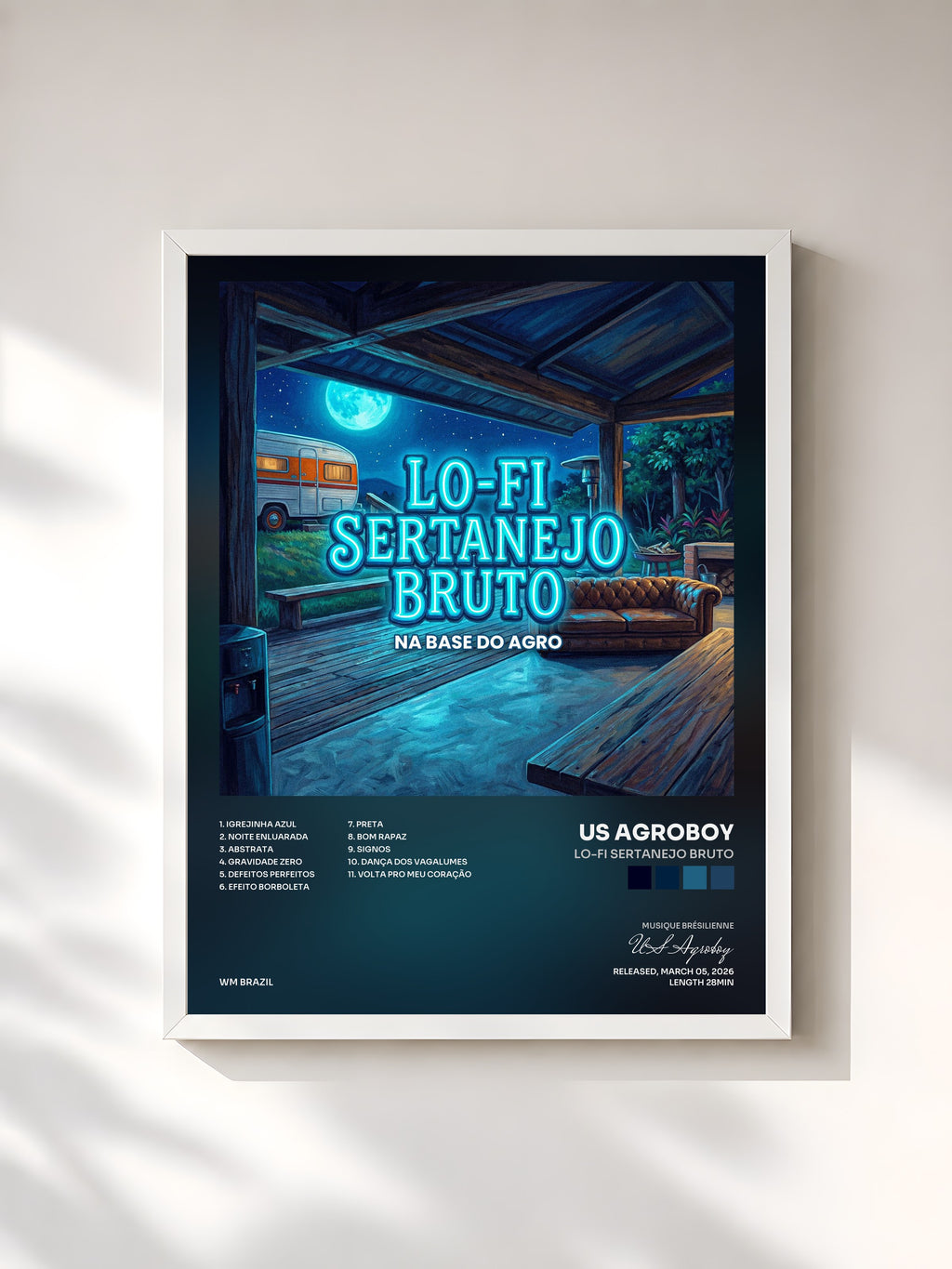 #blanc Lo-Fi Sertanejo Bruto by US Agroboy as a framed art print, white frame, printed and framed in France