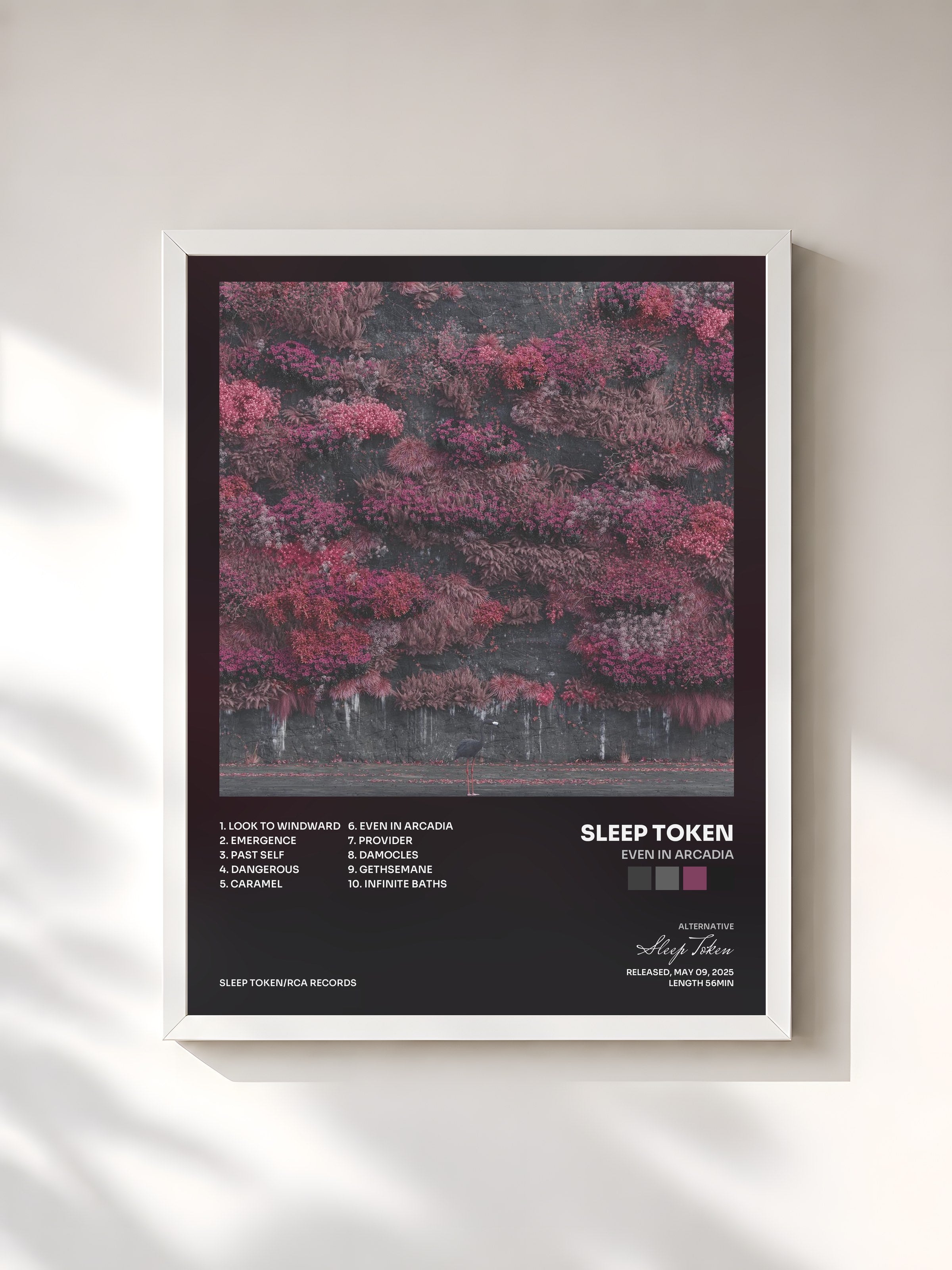 #blanc Tableau de l'album Even In Arcadia de Sleep Token, cadre blanc, imprimé et encadré en France