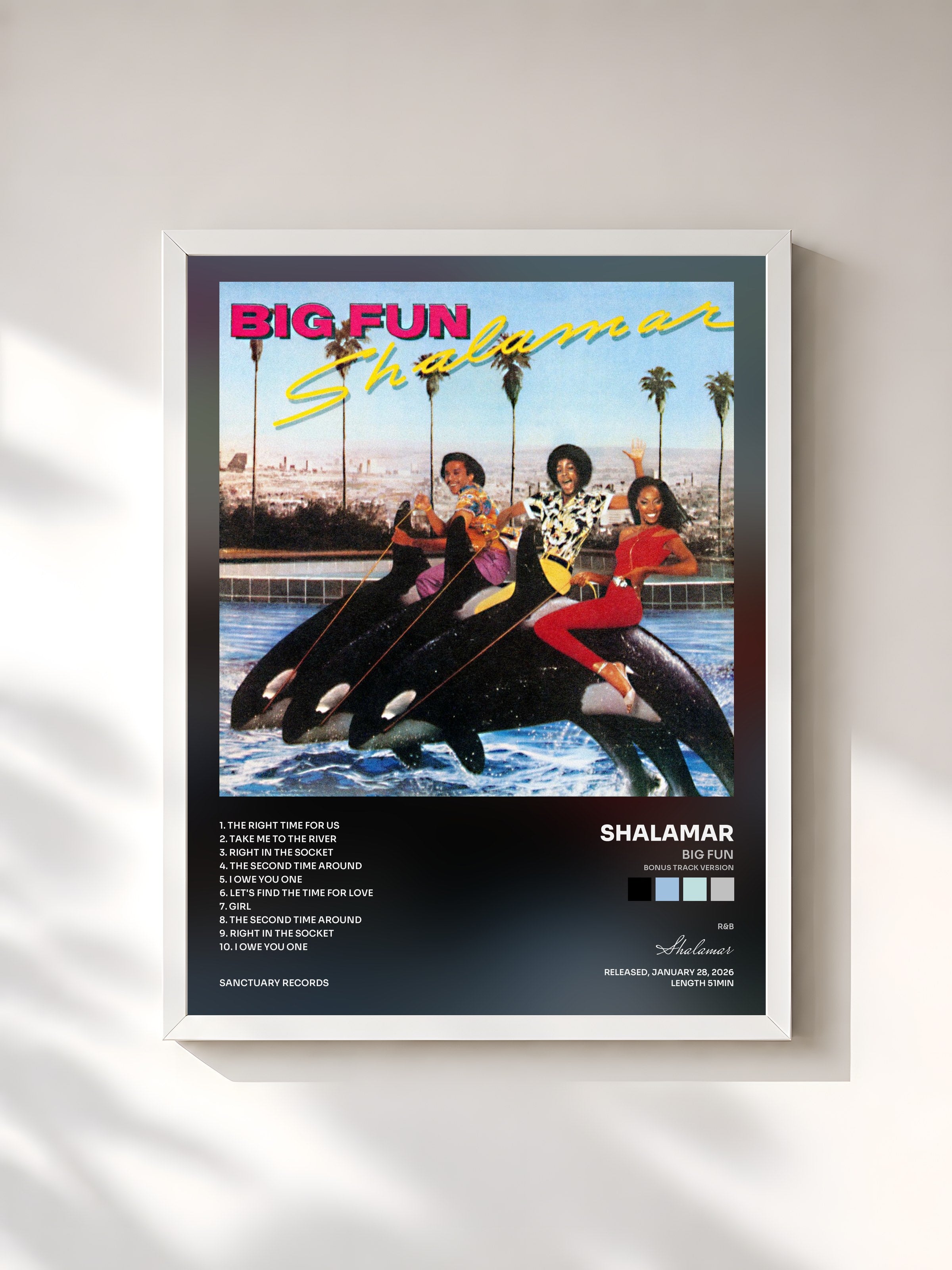 #blanc Tableau de l'album Big Fun (Bonus Track Version) de Shalamar, cadre blanc, imprimé et encadré en France