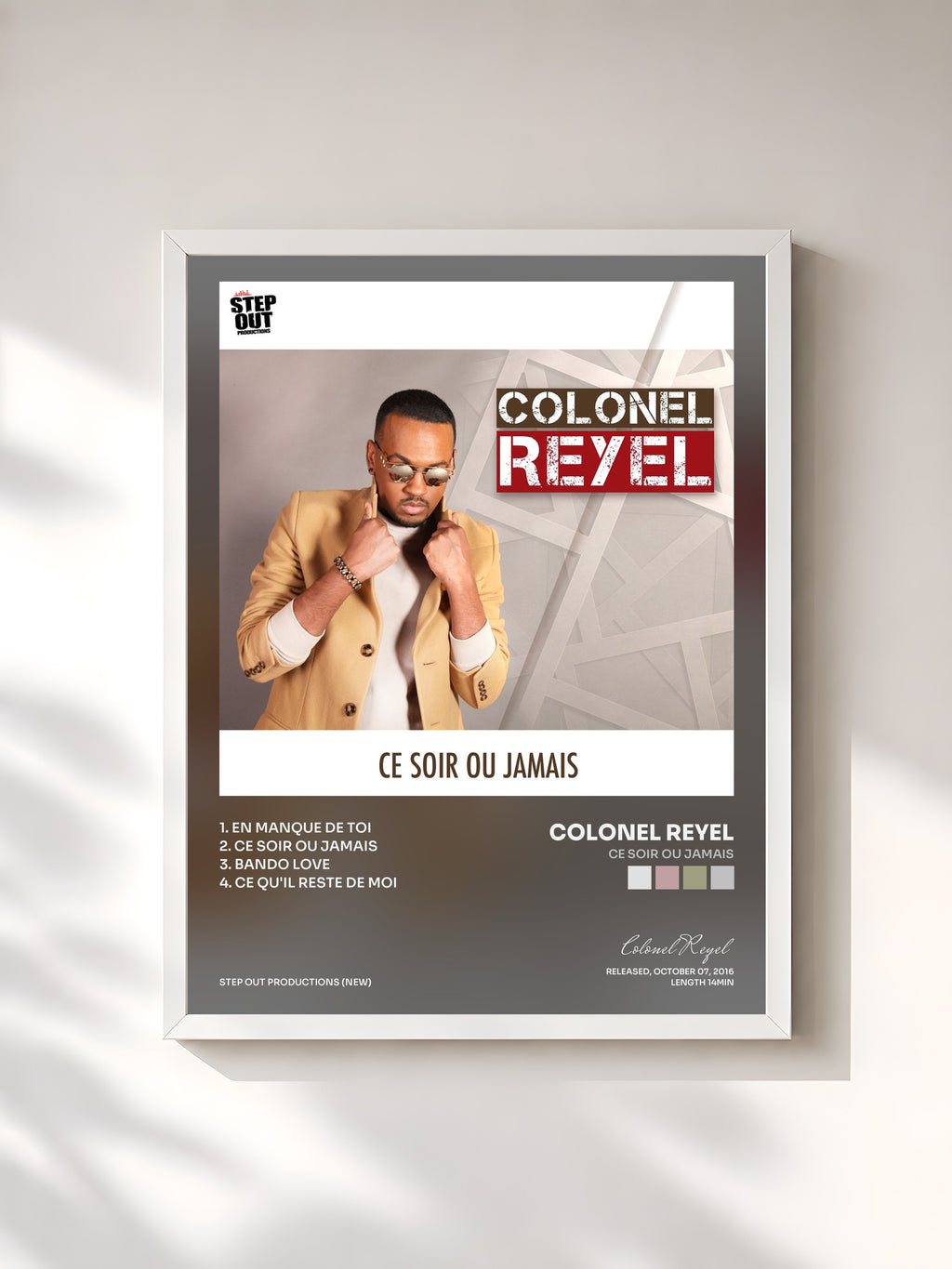 #blanc Tableau de l'album Ce soir ou jamais de Colonel Reyel, cadre blanc, imprimé et encadré en France