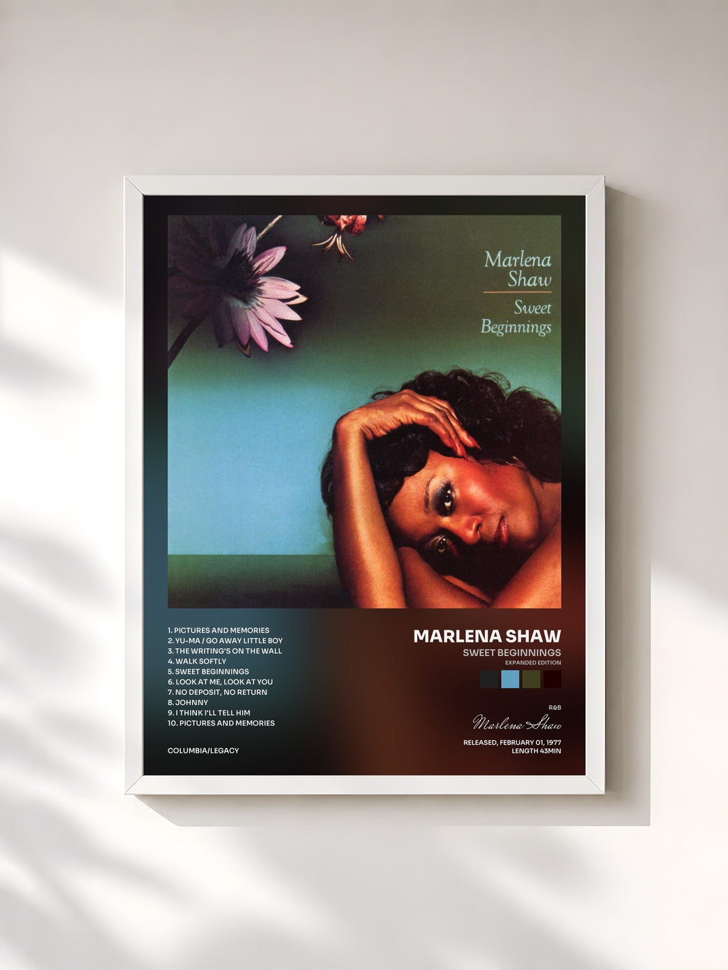 #blanc Sweet Beginnings (Expanded Edition) by Marlena Shaw as a framed art print, white frame, printed and framed in France