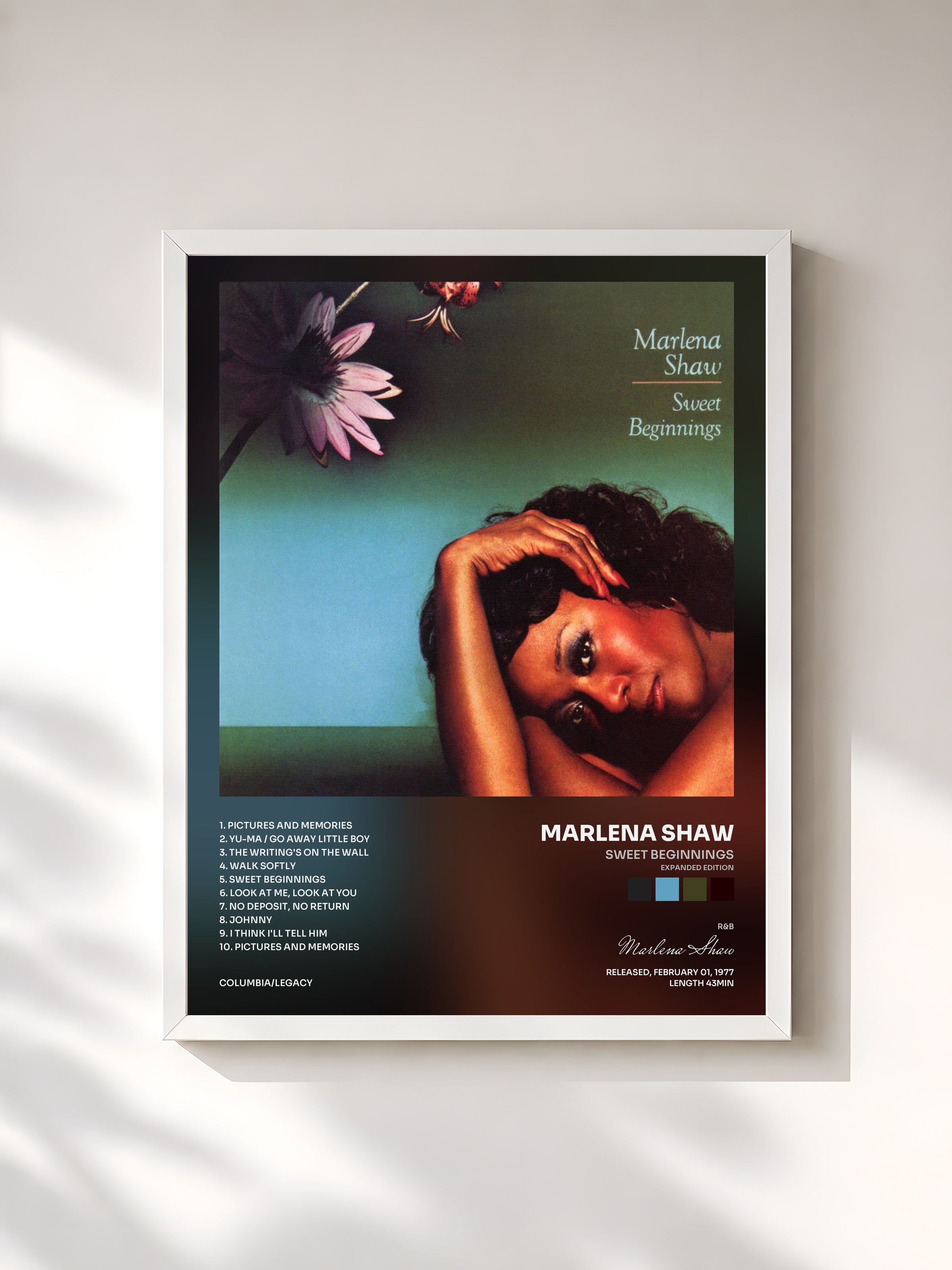 #blanc Tableau de l'album Sweet Beginnings (Expanded Edition) de Marlena Shaw, cadre blanc, imprimé et encadré en France