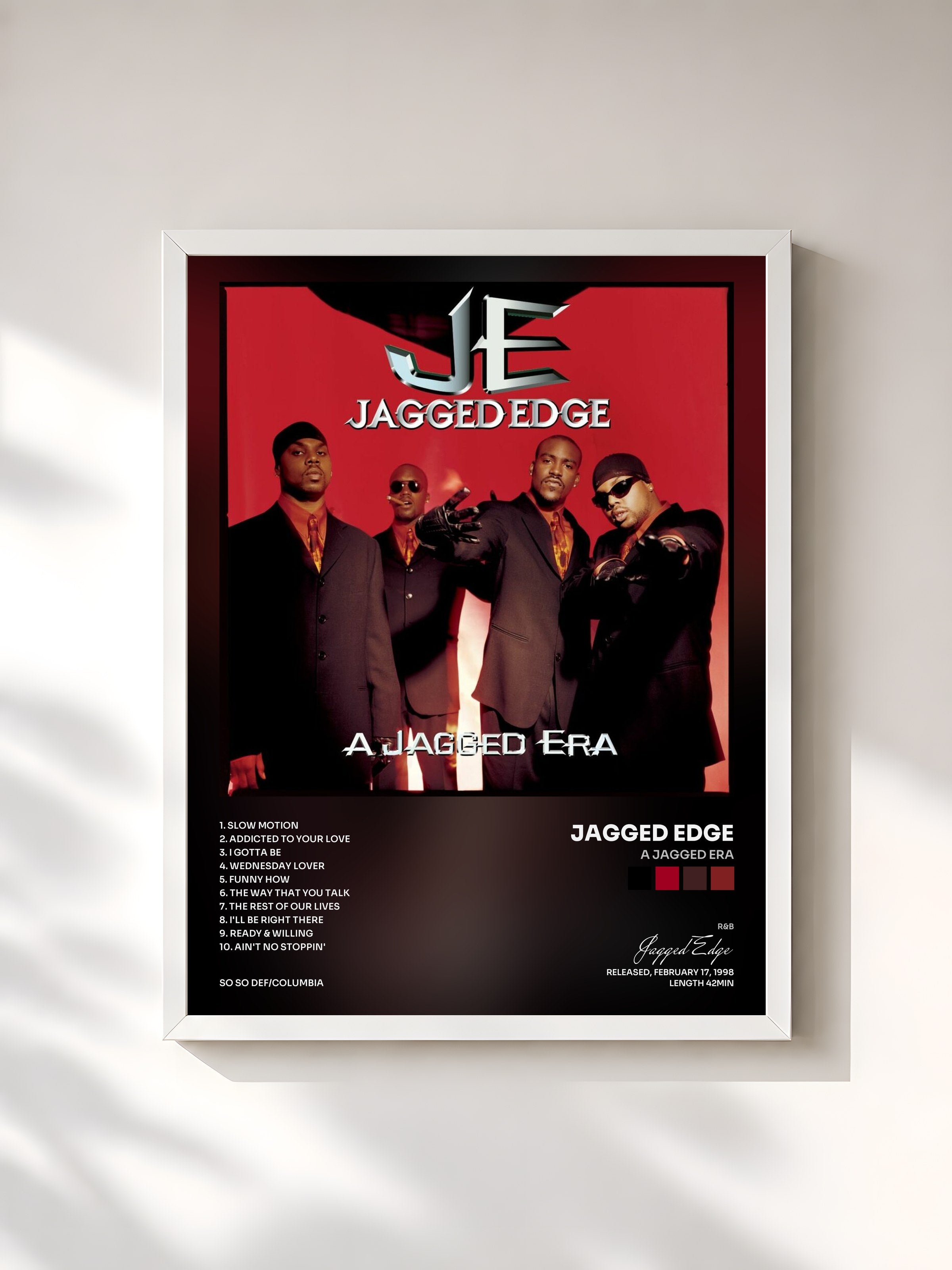 #blanc Tableau de l'album A Jagged Era de Jagged Edge, cadre blanc, imprimé et encadré en France