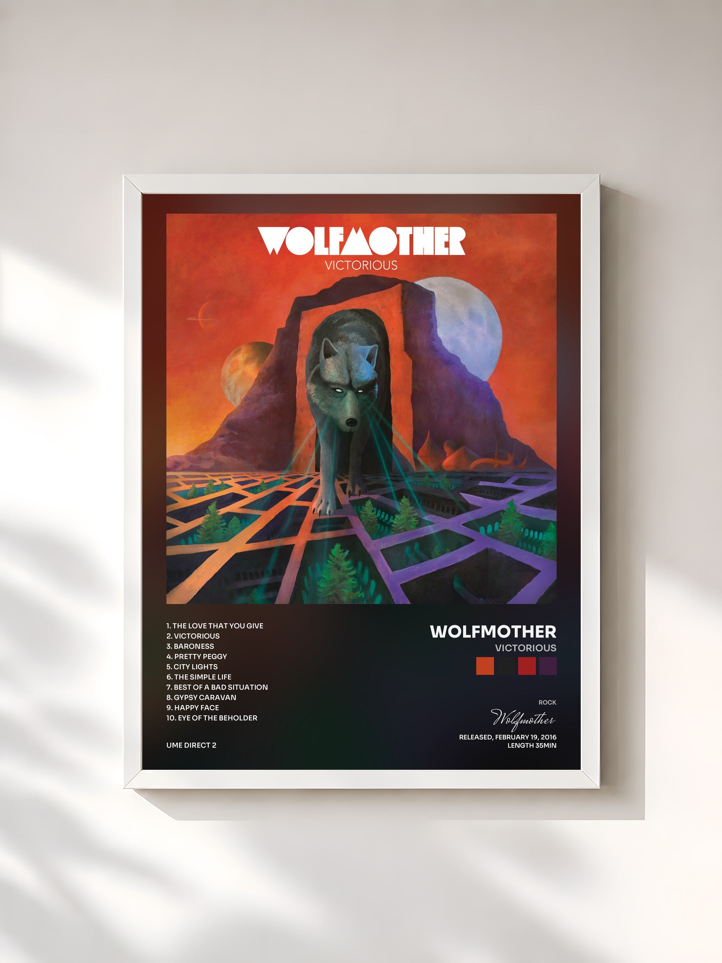 #blanc Tableau de l'album Victorious de Wolfmother, cadre blanc, imprimé et encadré en France
