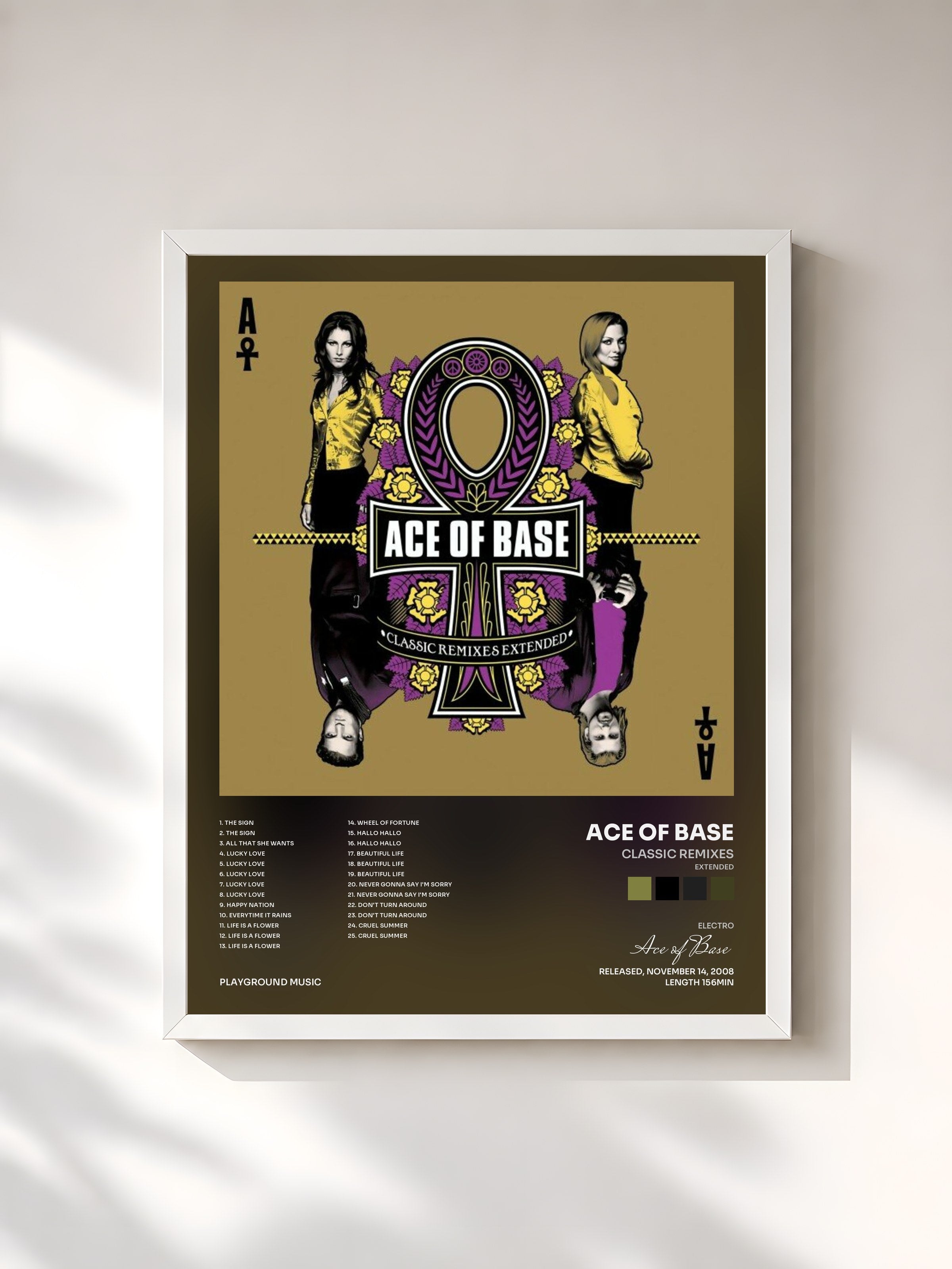 #blanc Tableau de l'album Classic Remixes (Extended) de Ace of Base, cadre blanc, imprimé et encadré en France