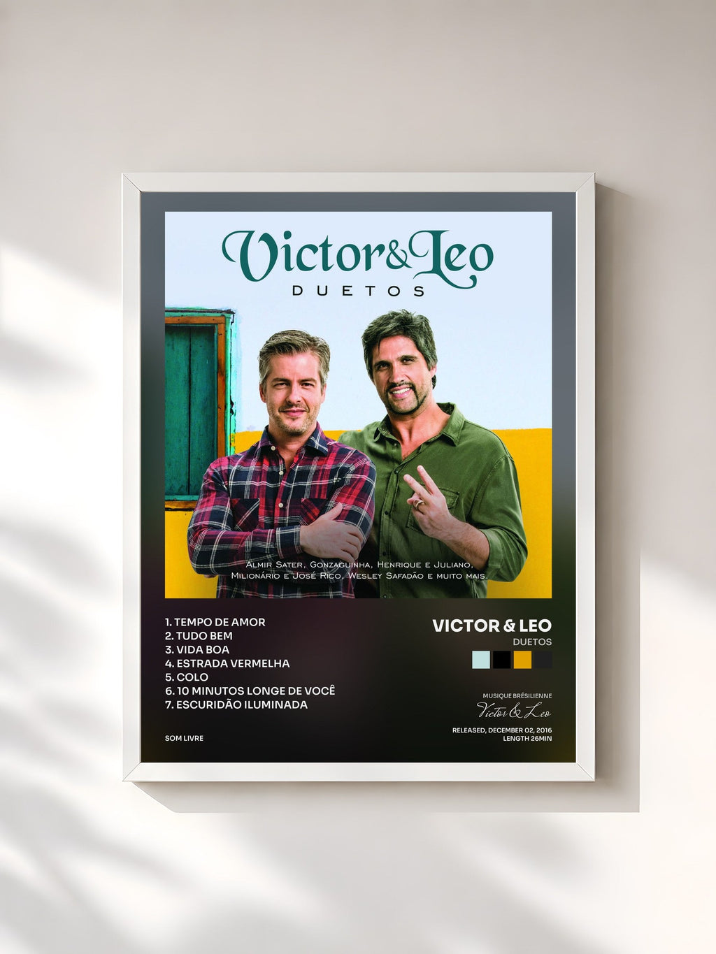 #blanc Tableau de l'album Duetos de Victor & Leo, cadre blanc, imprimé et encadré en France