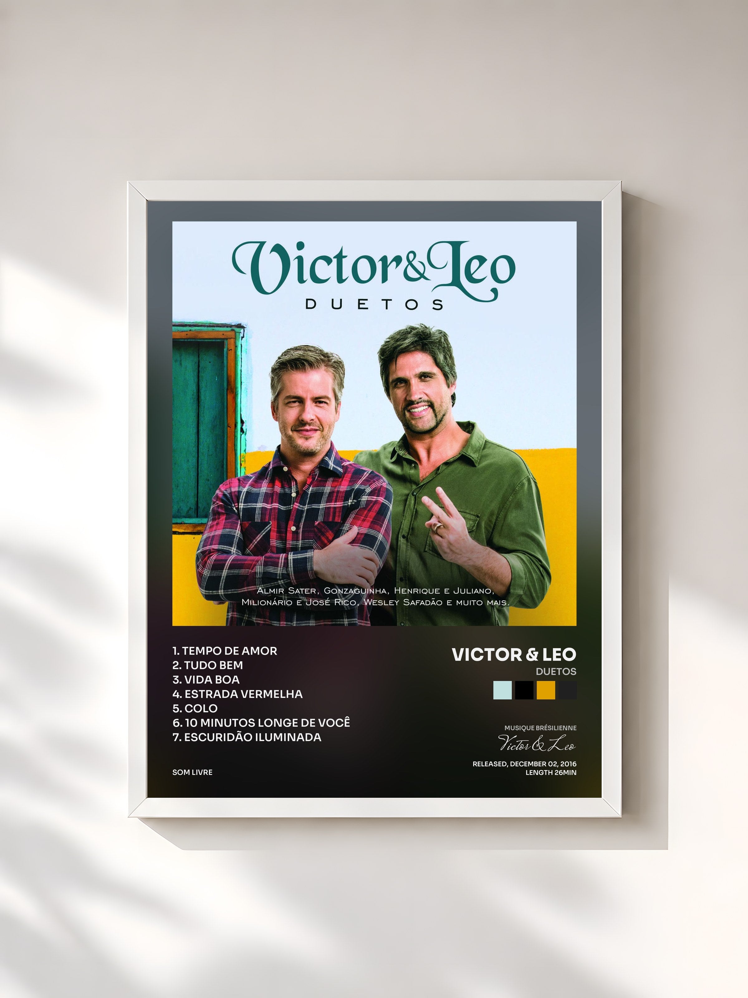 #blanc Tableau de l'album Duetos de Victor & Leo, cadre blanc, imprimé et encadré en France