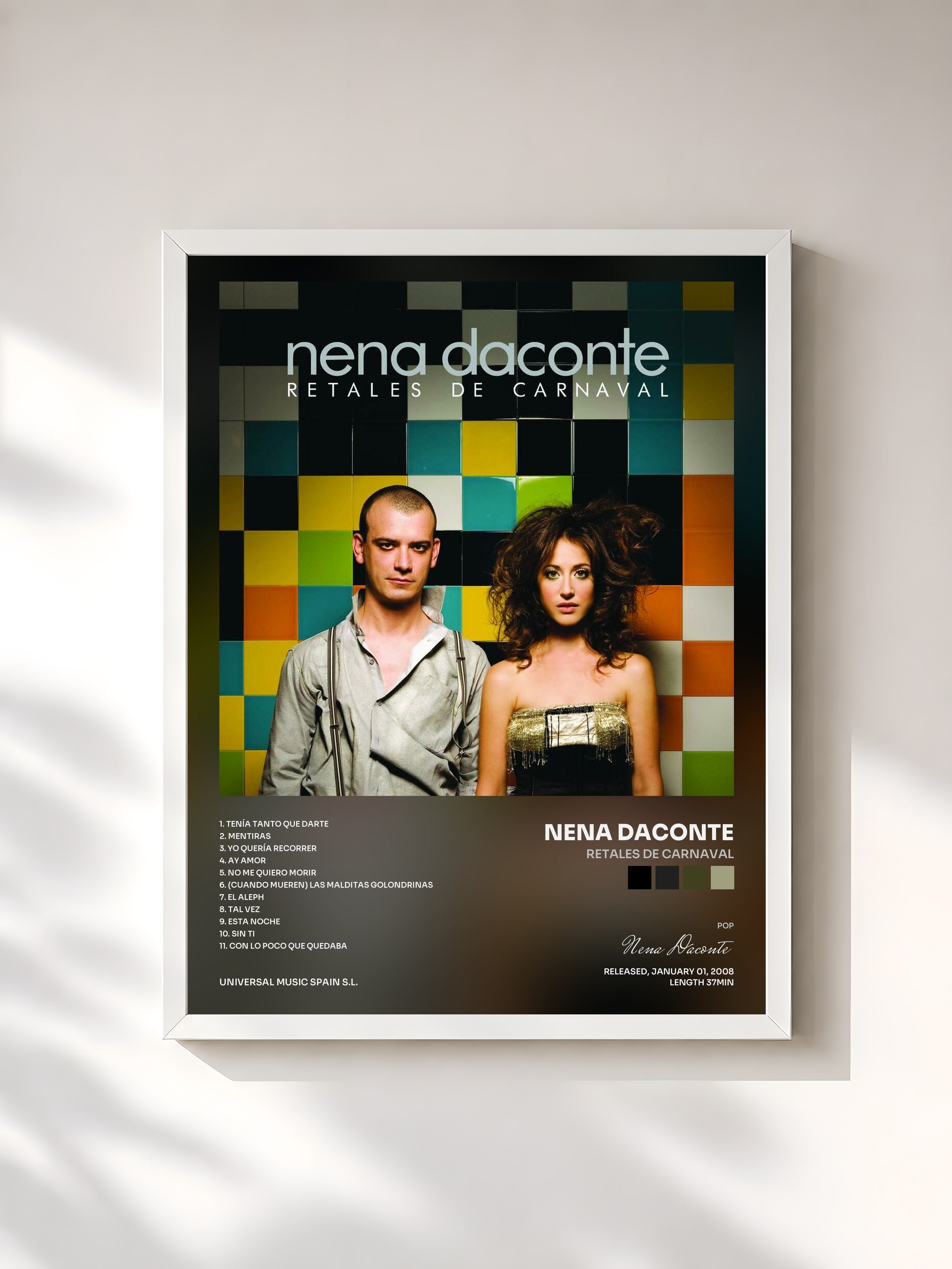 #blanc Tableau de l'album Retales De Carnaval de Nena Daconte, cadre blanc, imprimé et encadré en France