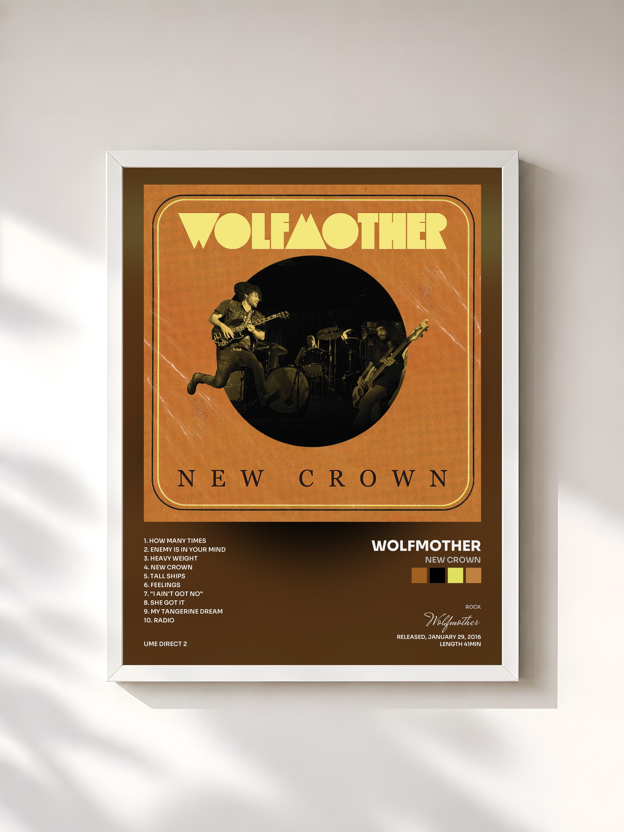 #blanc Tableau de l'album New Crown de Wolfmother, cadre blanc, imprimé et encadré en France