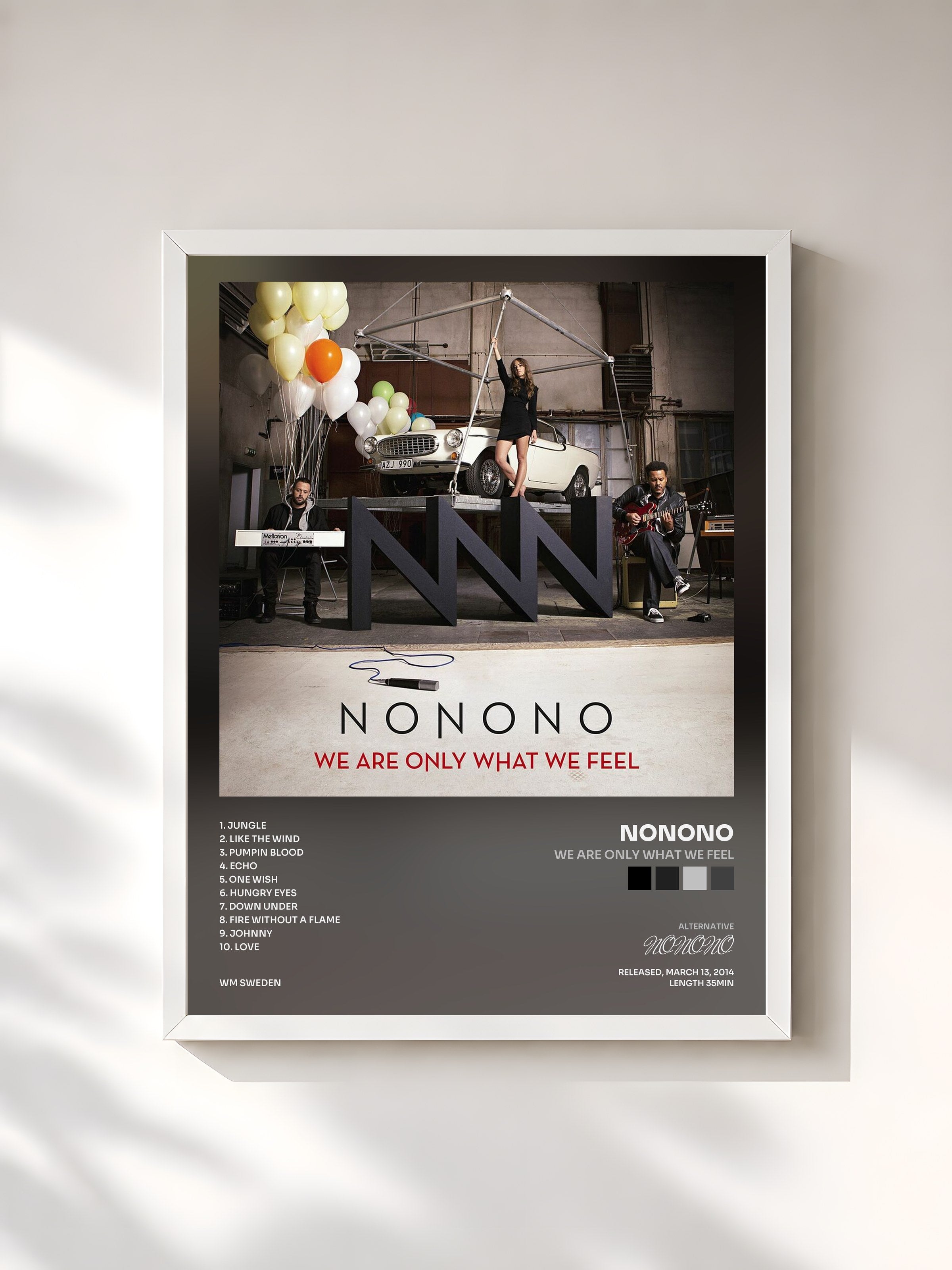 #blanc Tableau de l'album We Are Only What We Feel de NONONO, cadre blanc, imprimé et encadré en France