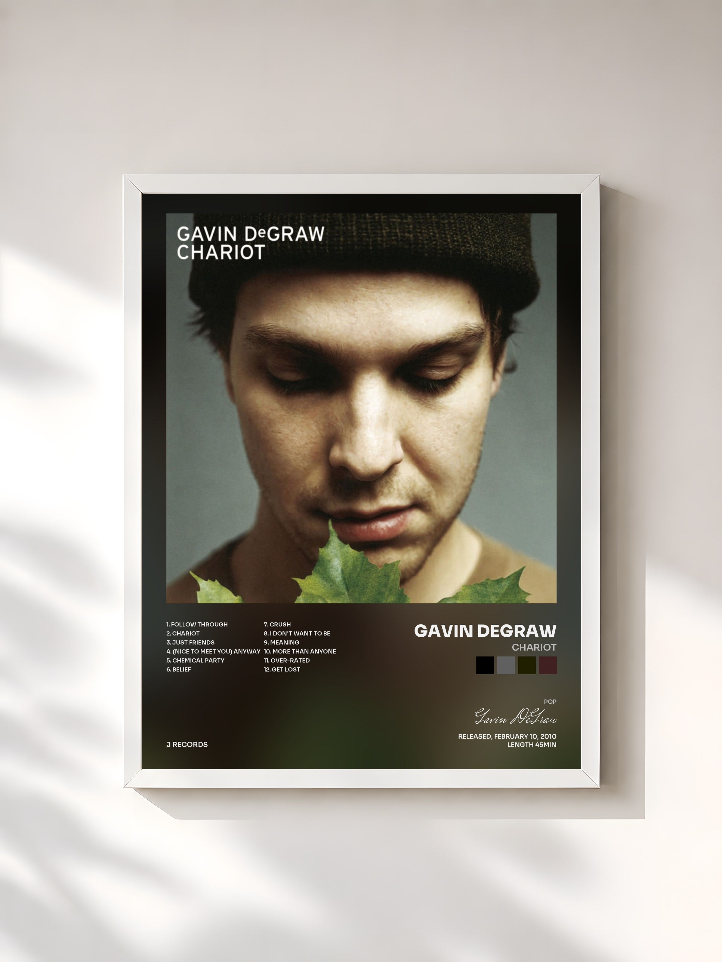 #blanc Tableau de l'album Chariot de Gavin DeGraw, cadre blanc, imprimé et encadré en France