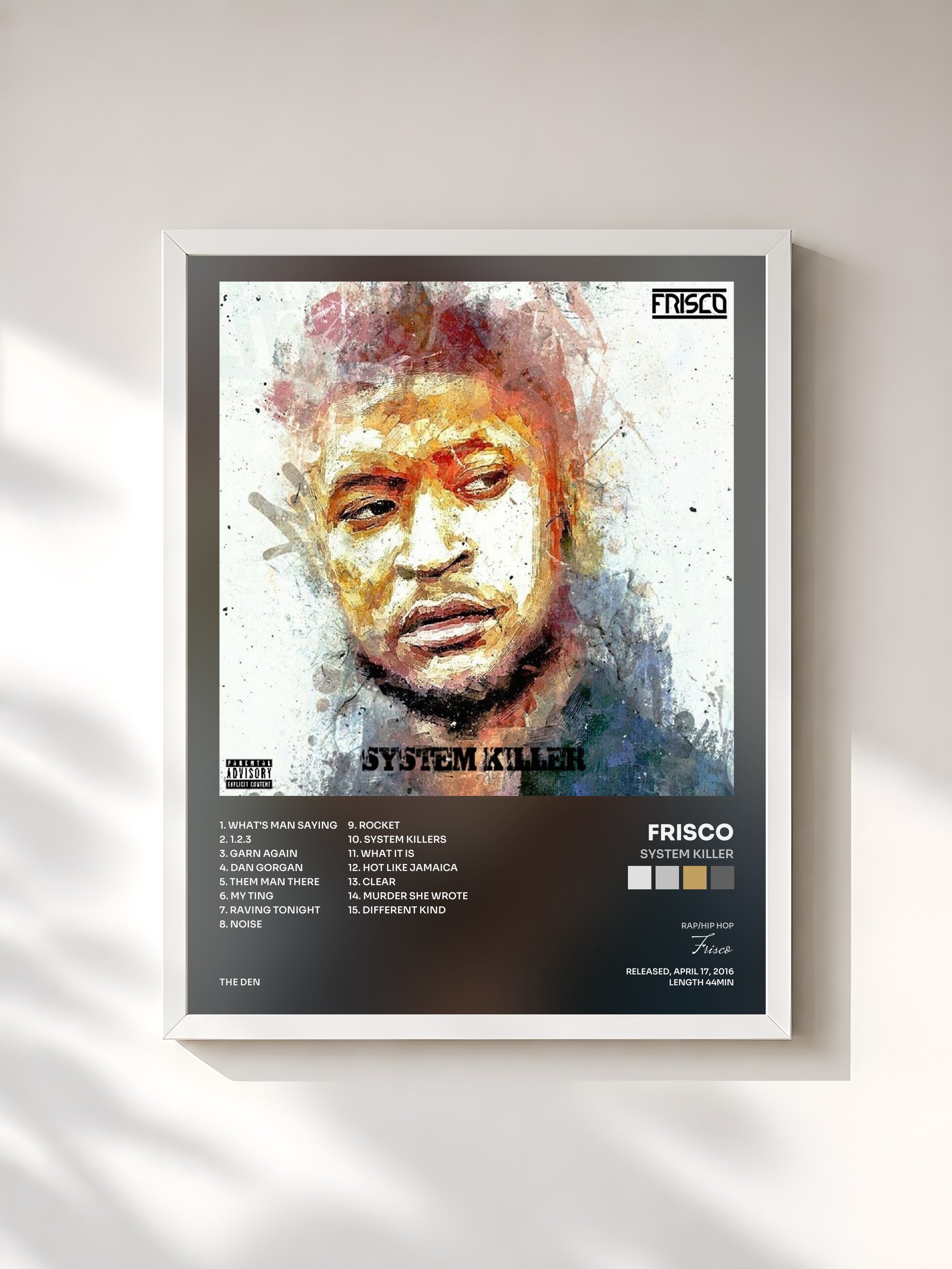 #blanc Tableau de l'album System Killer de Frisco, cadre blanc, imprimé et encadré en France