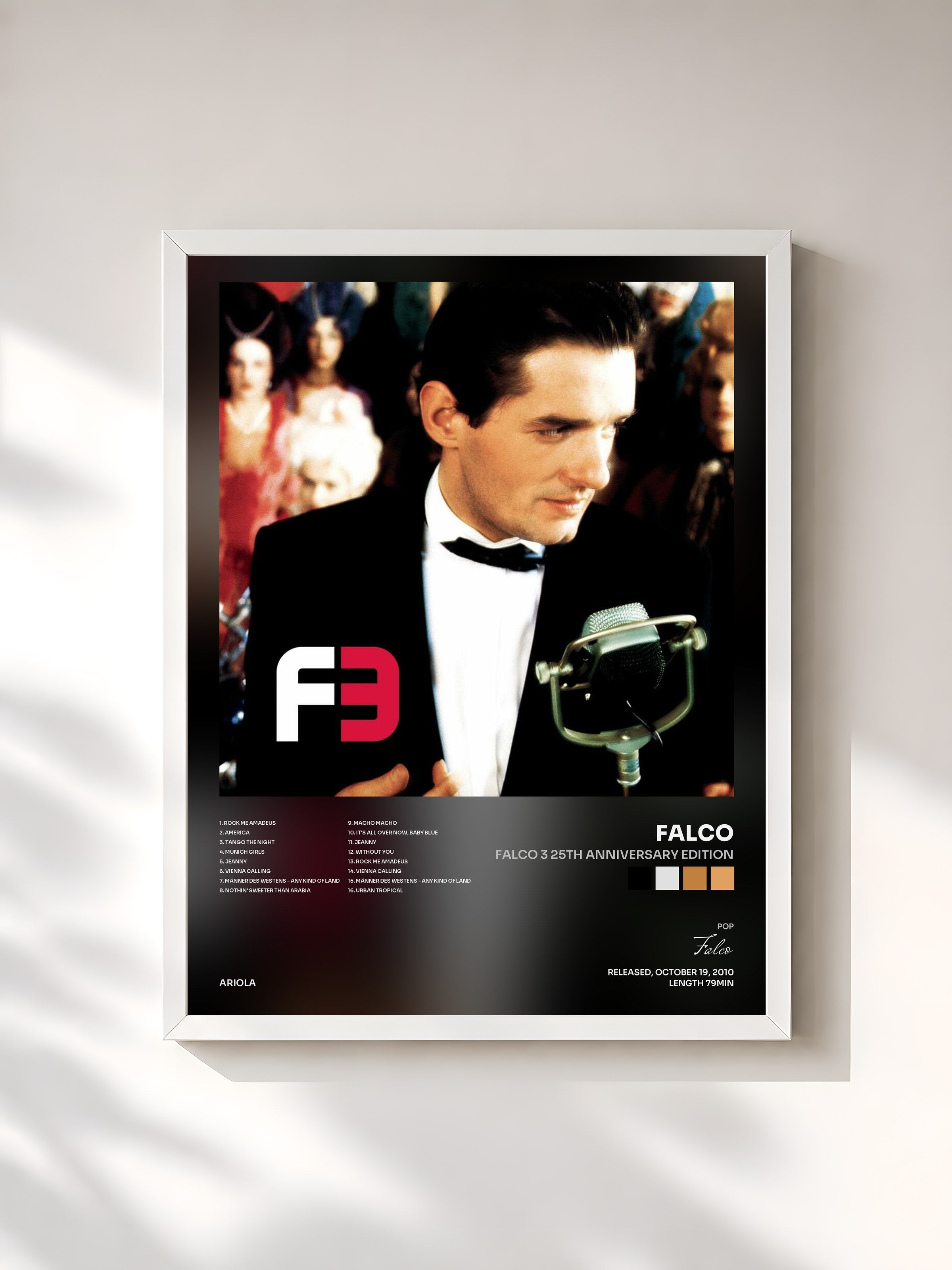 #blanc Tableau de l'album Falco 3 25th Anniversary Edition de Falco, cadre blanc, imprimé et encadré en France