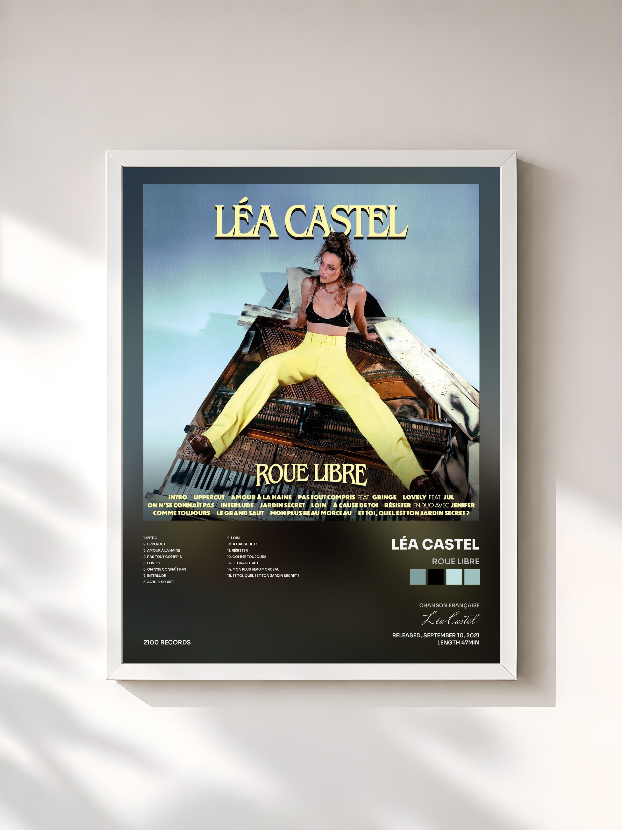 #blanc Tableau de l'album Roue libre de Léa Castel, cadre blanc, imprimé et encadré en France