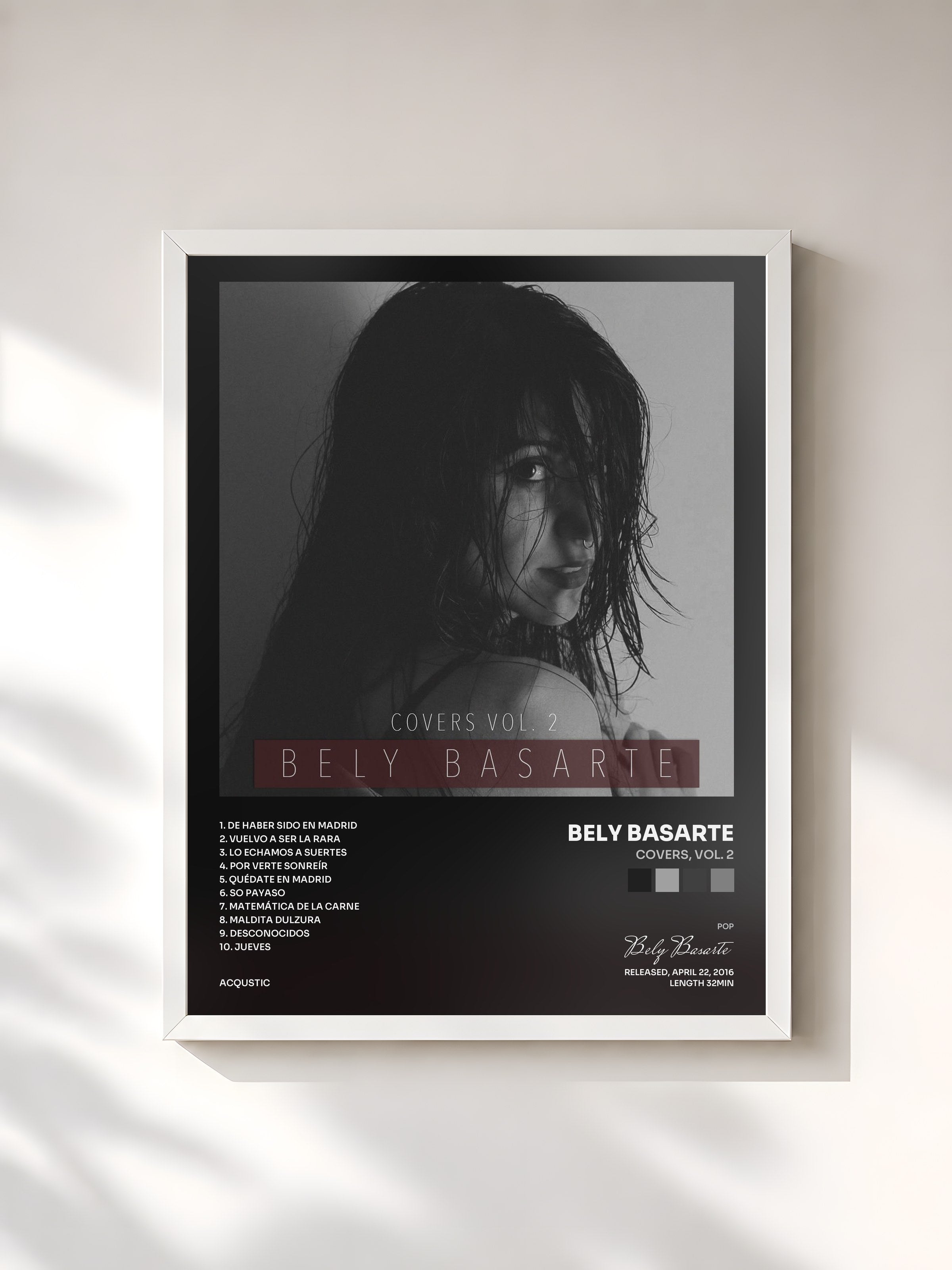 #blanc Tableau de l'album Covers, Vol. 2 de Bely Basarte, cadre blanc, imprimé et encadré en France