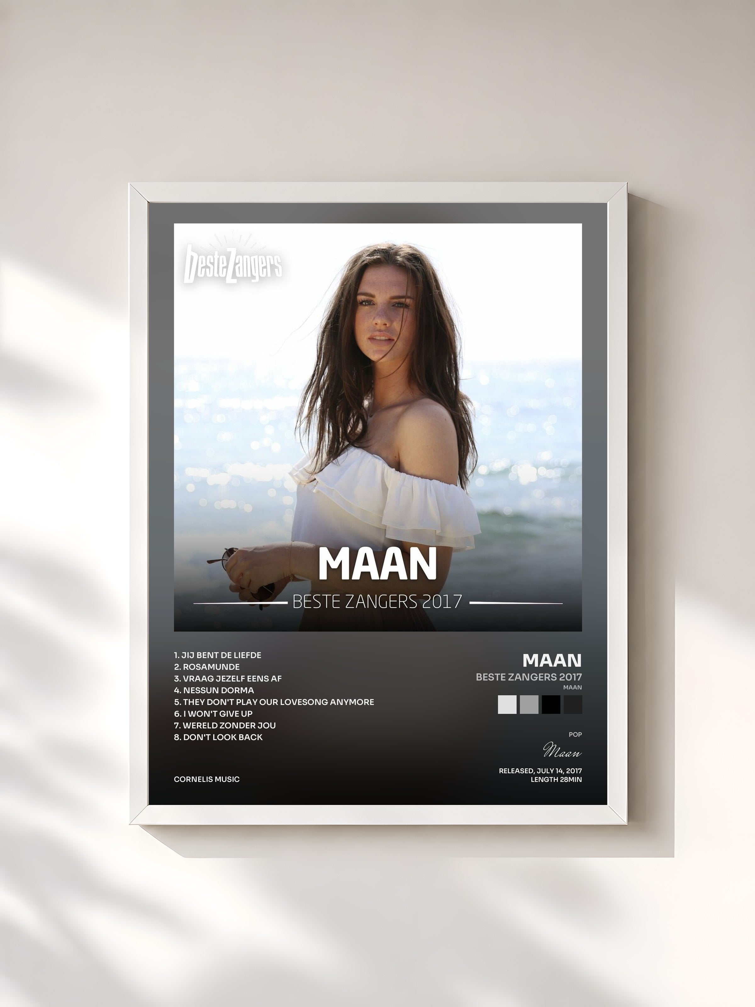 #blanc Tableau de l'album Beste Zangers 2017 (Maan) de Maan, cadre blanc, imprimé et encadré en France