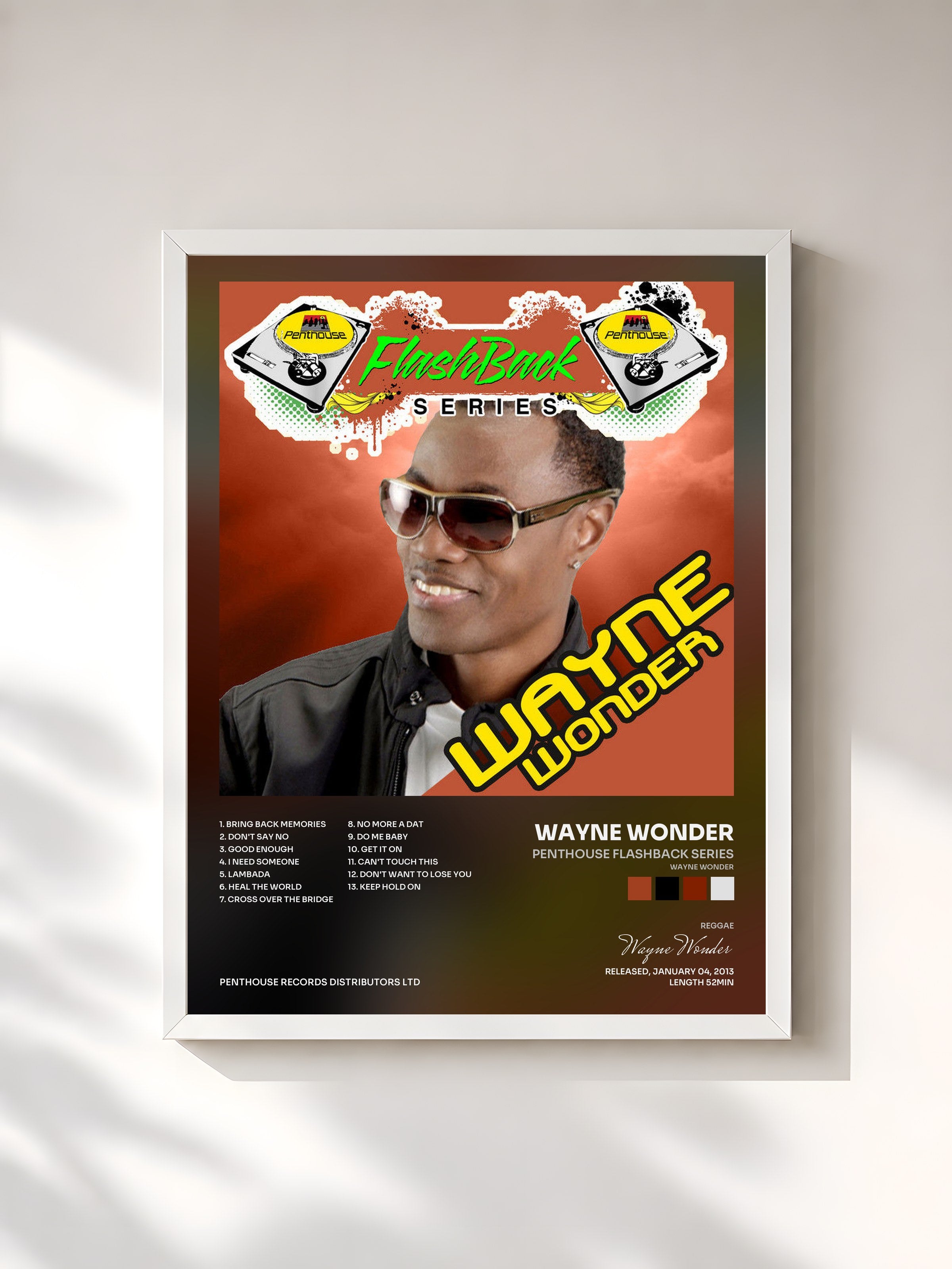 #blanc Tableau de l'album Penthouse Flashback Series (Wayne Wonder) Vol. 1 de Wayne Wonder, cadre blanc, imprimé et encadré en France