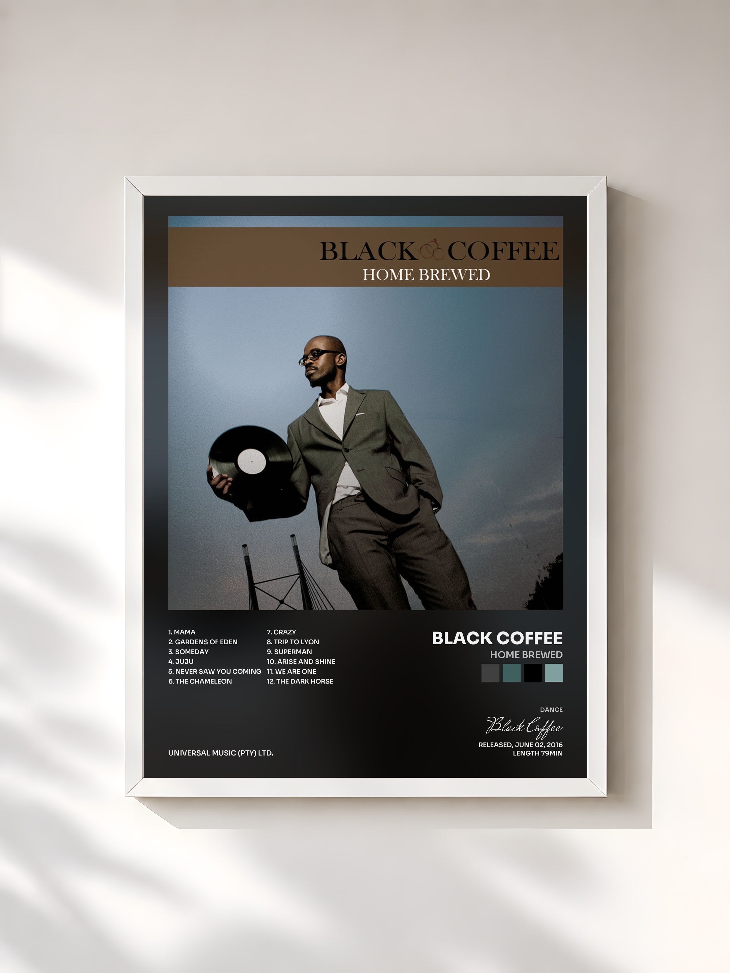 #blanc Tableau de l'album Home Brewed de Black Coffee, cadre blanc, imprimé et encadré en France