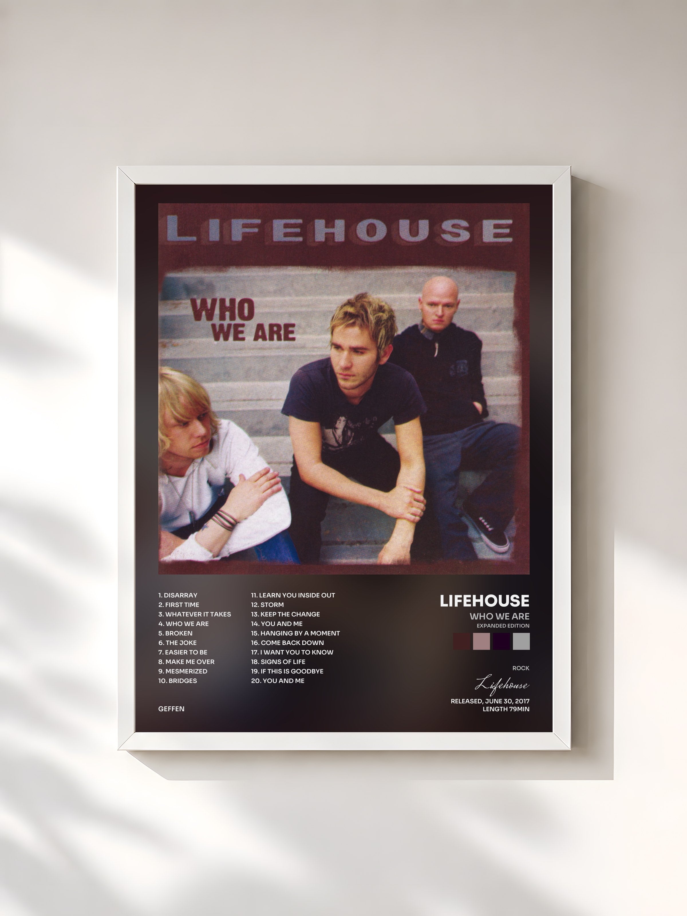 #blanc Tableau de l'album Who We Are (Expanded Edition) de Lifehouse, cadre blanc, imprimé et encadré en France