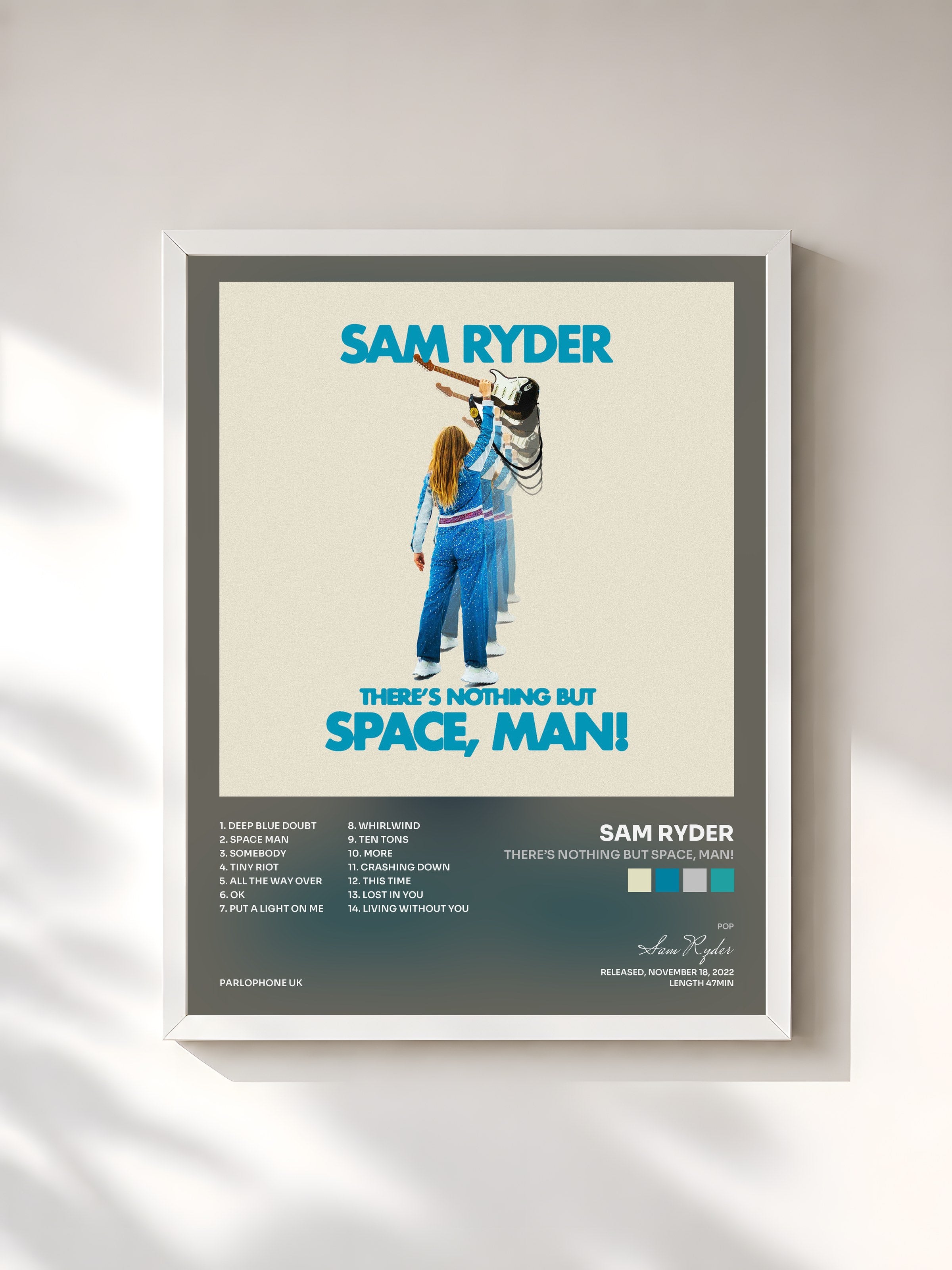#blanc Tableau de l'album There’s Nothing But Space, Man! de Sam Ryder, cadre blanc, imprimé et encadré en France