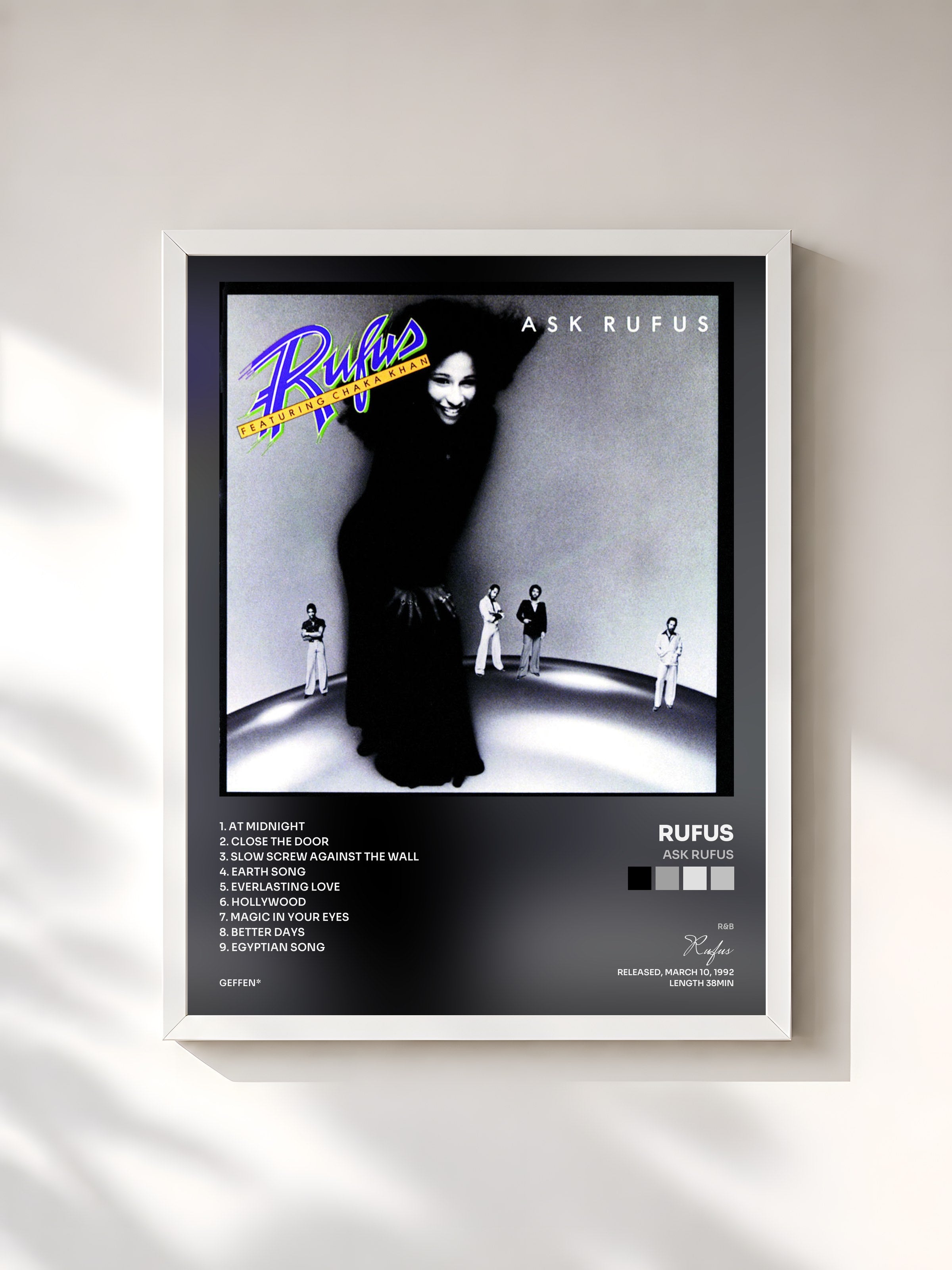 #blanc Tableau de l'album Ask Rufus de Rufus, cadre blanc, imprimé et encadré en France