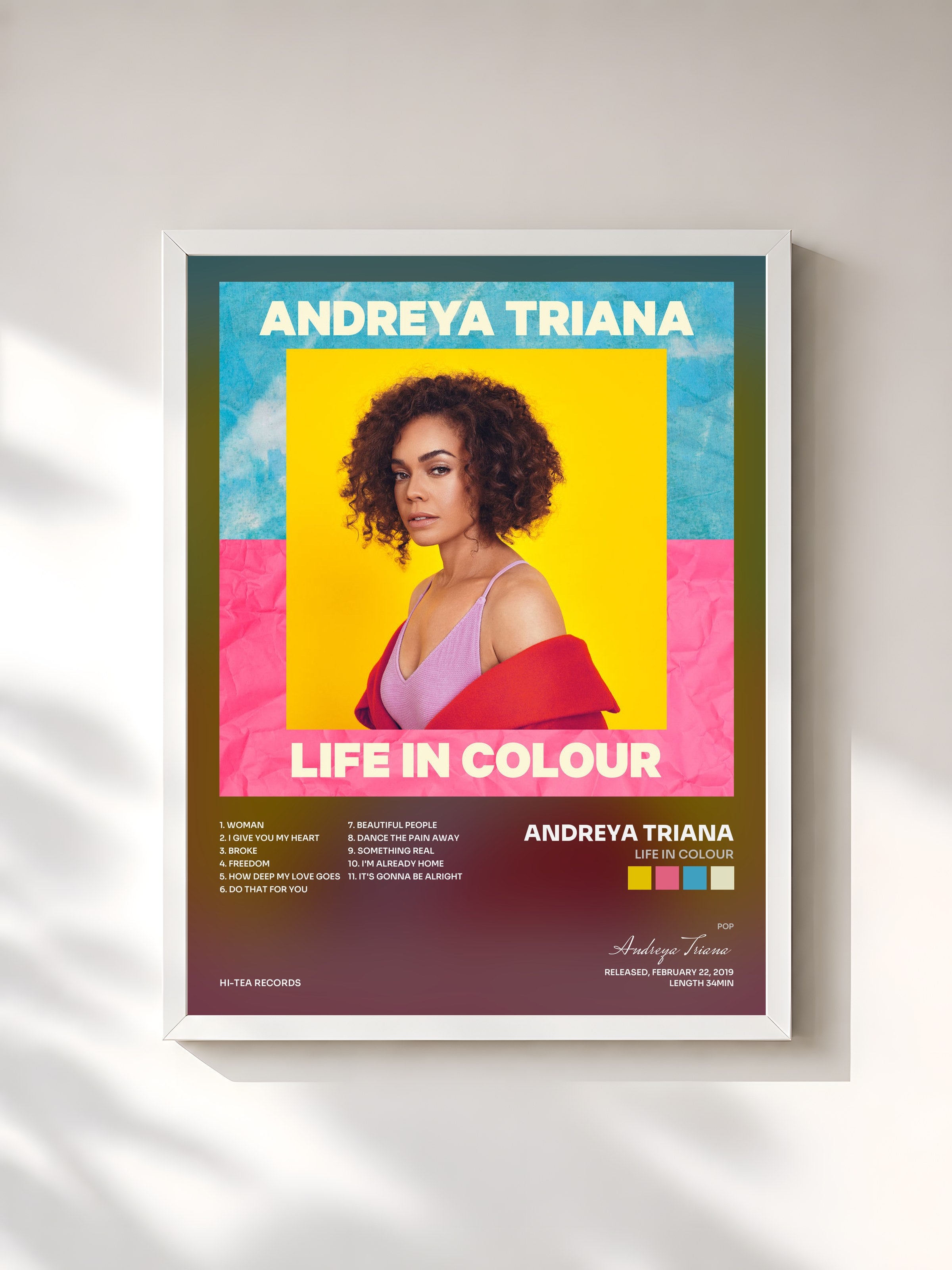 #blanc Tableau de l'album Life In Colour de Andreya Triana, cadre blanc, imprimé et encadré en France