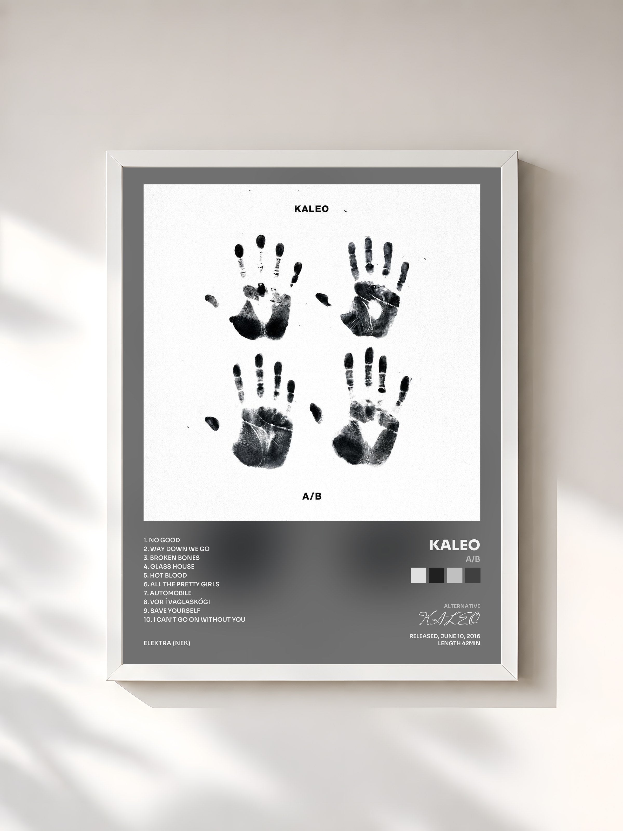 #blanc Tableau de l'album A/B de KALEO, cadre blanc, imprimé et encadré en France