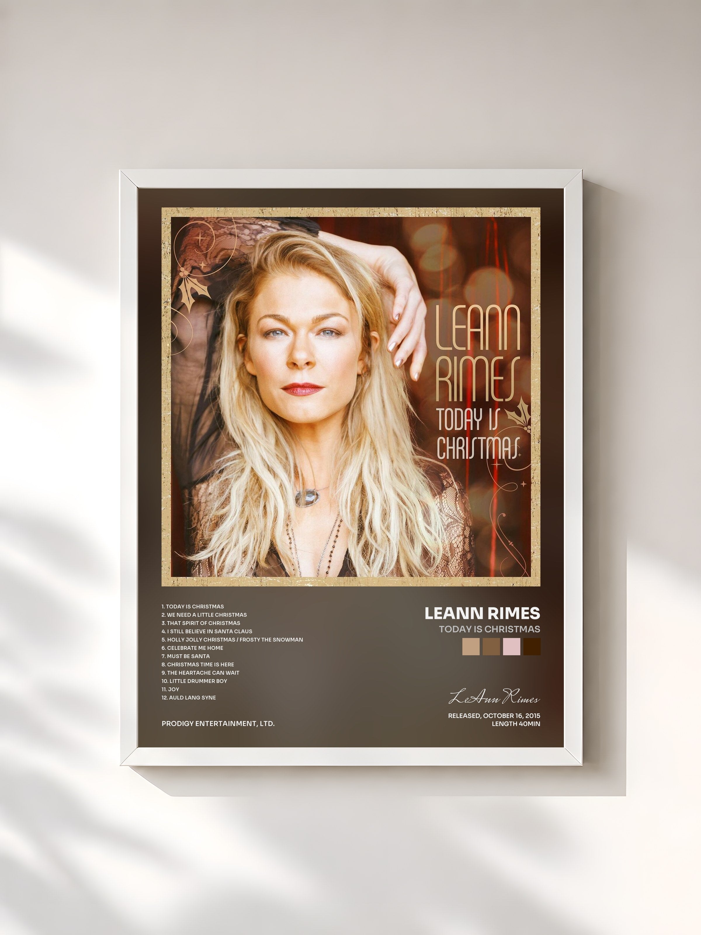 #blanc Tableau de l'album Today Is Christmas de LeAnn Rimes, cadre blanc, imprimé et encadré en France