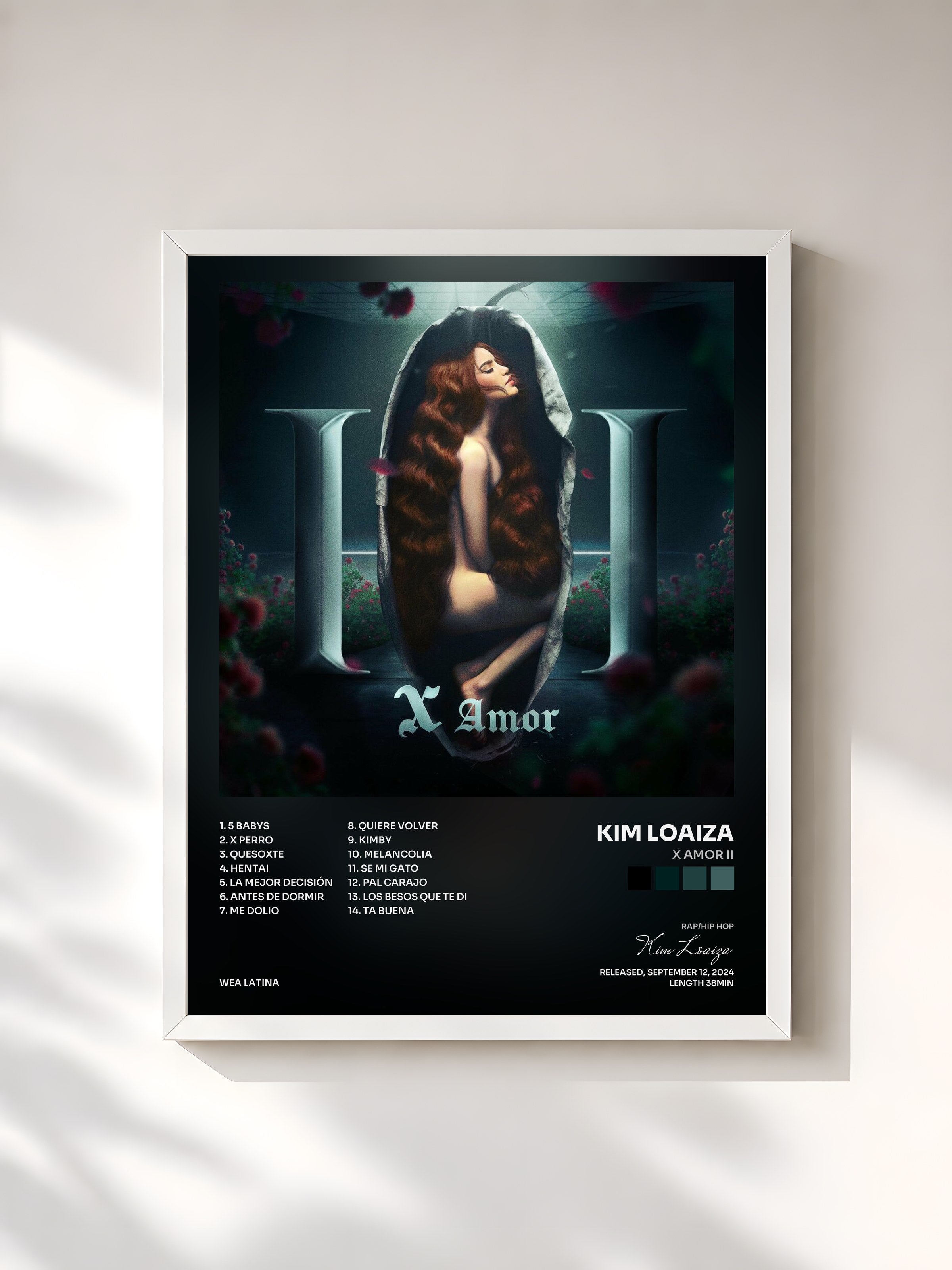#blanc Tableau de l'album X Amor II de Kim Loaiza, cadre blanc, imprimé et encadré en France