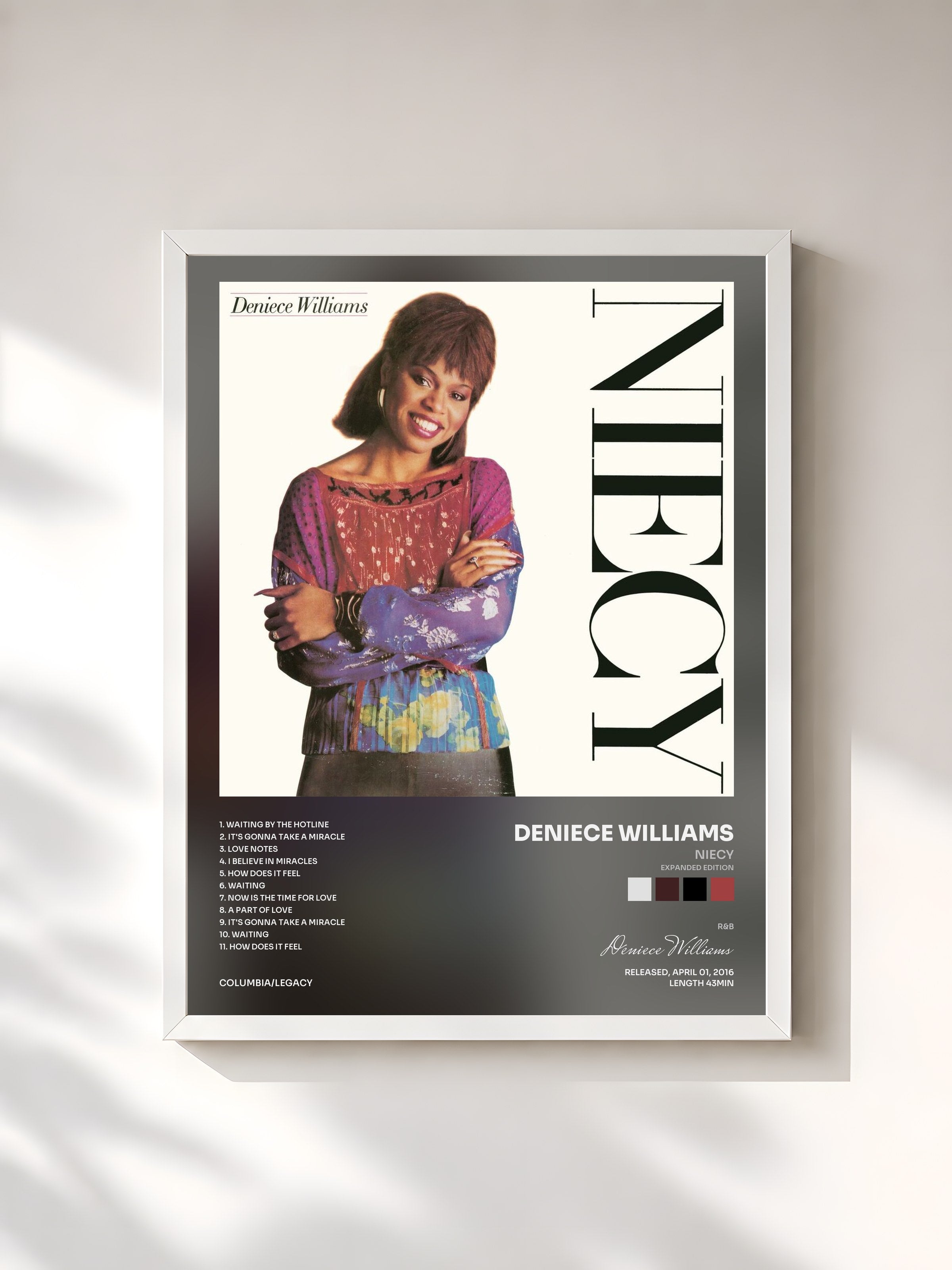 #blanc Tableau de l'album Niecy (Expanded Edition) de Deniece Williams, cadre blanc, imprimé et encadré en France