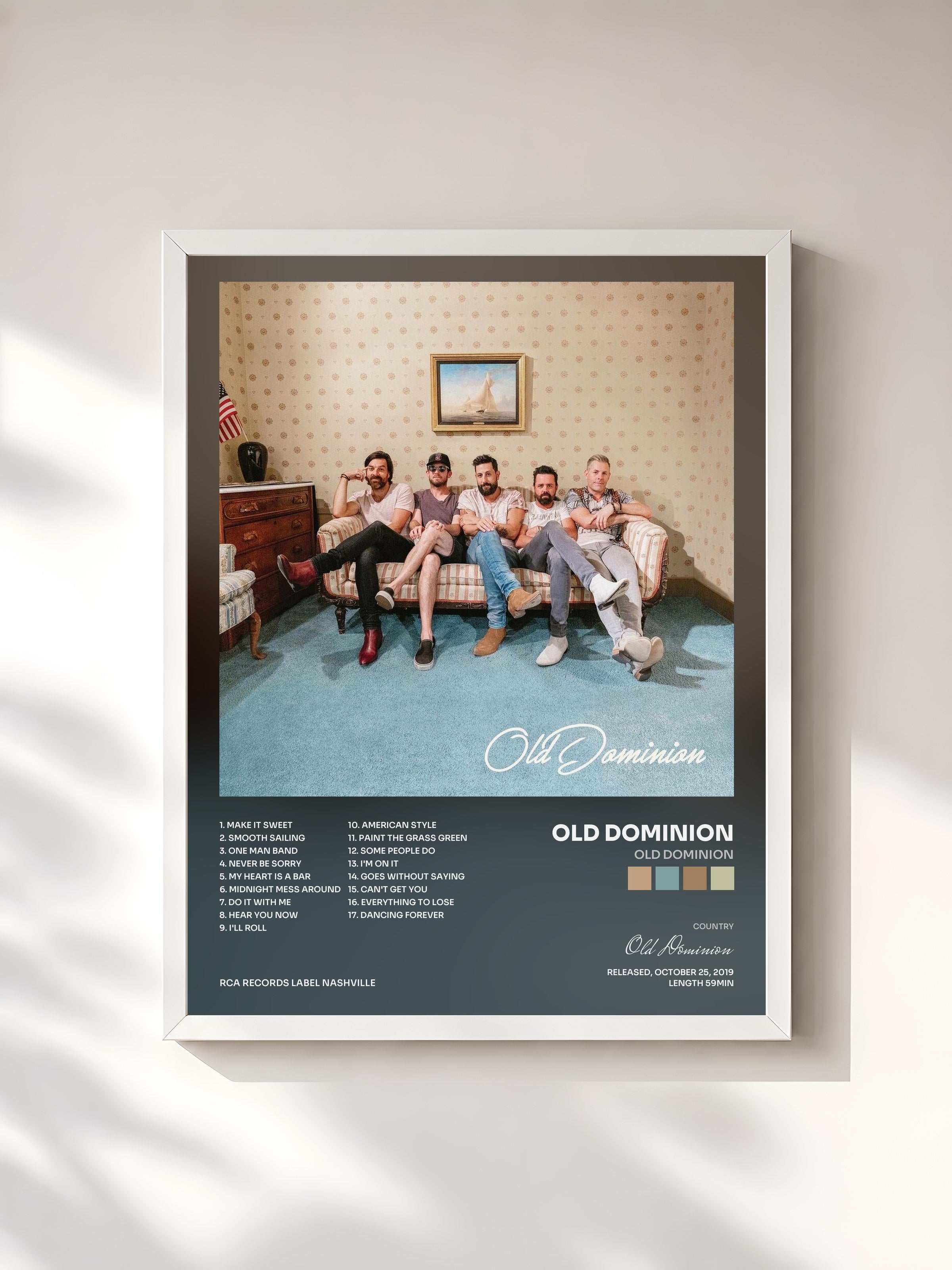 #blanc Tableau de l'album Old Dominion de Old Dominion, cadre blanc, imprimé et encadré en France