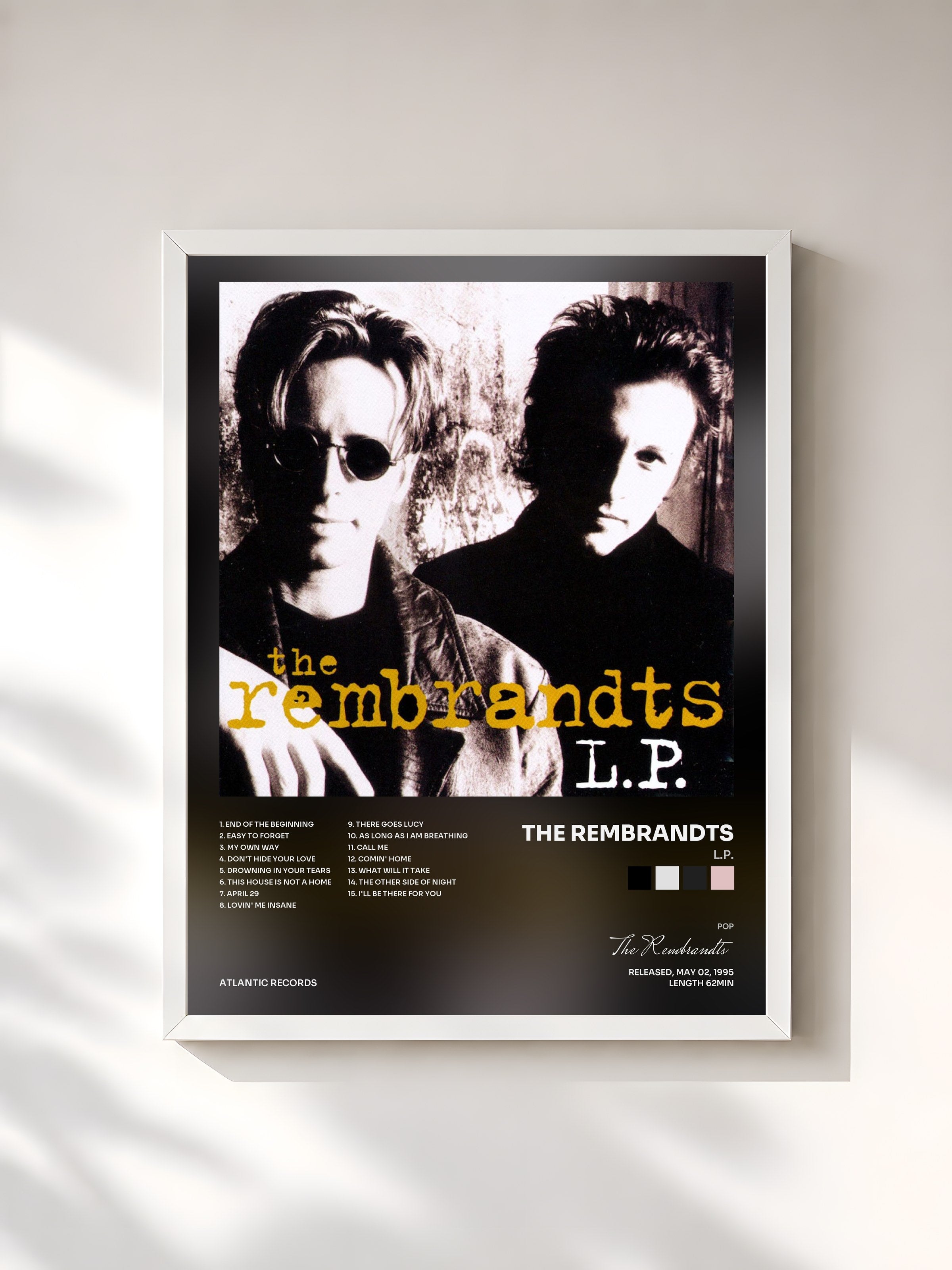 #blanc Tableau de l'album L.P. de The Rembrandts, cadre blanc, imprimé et encadré en France