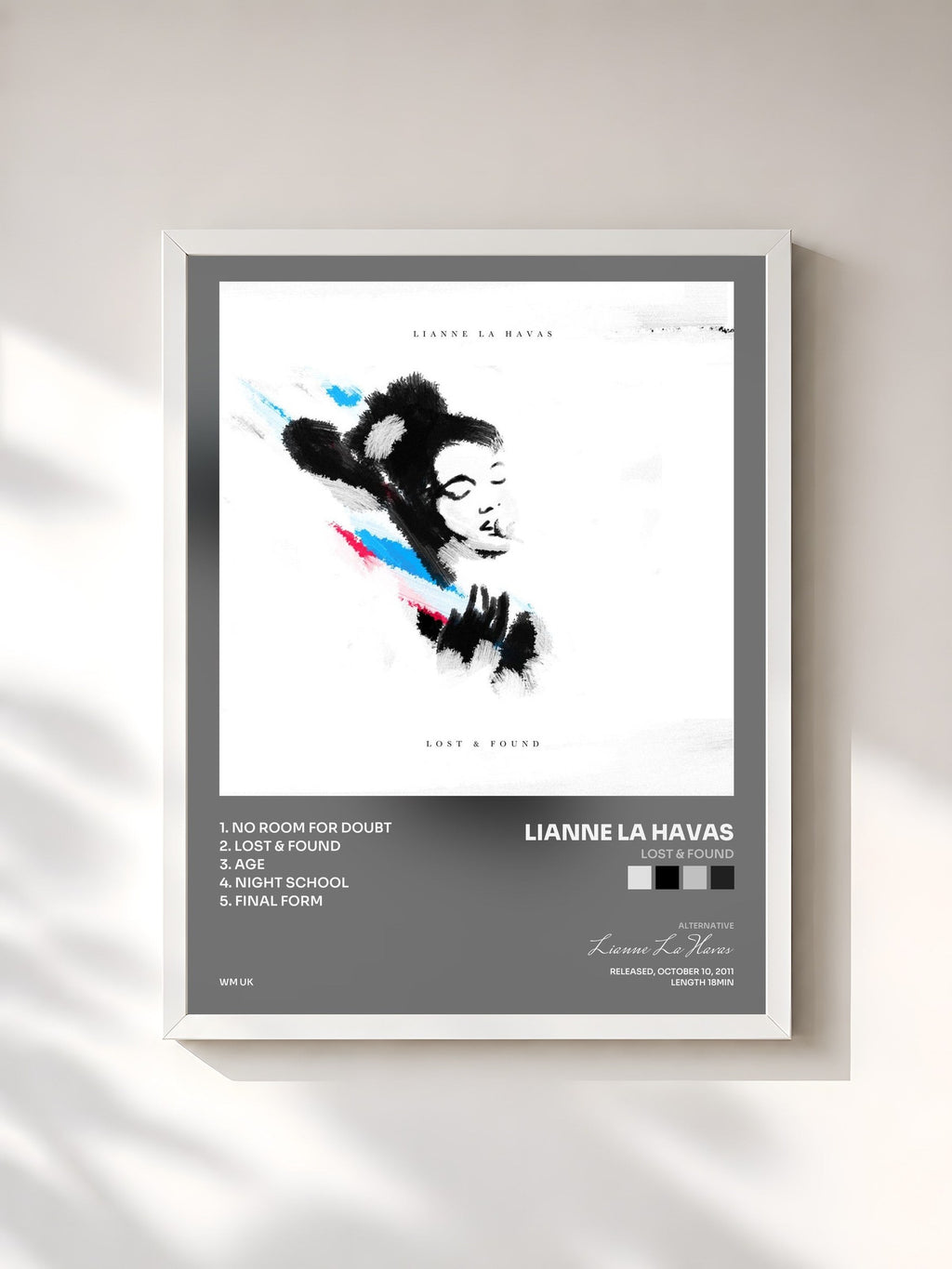 #blanc Lost & Found by Lianne La Havas as a framed art print, white frame, printed and framed in France