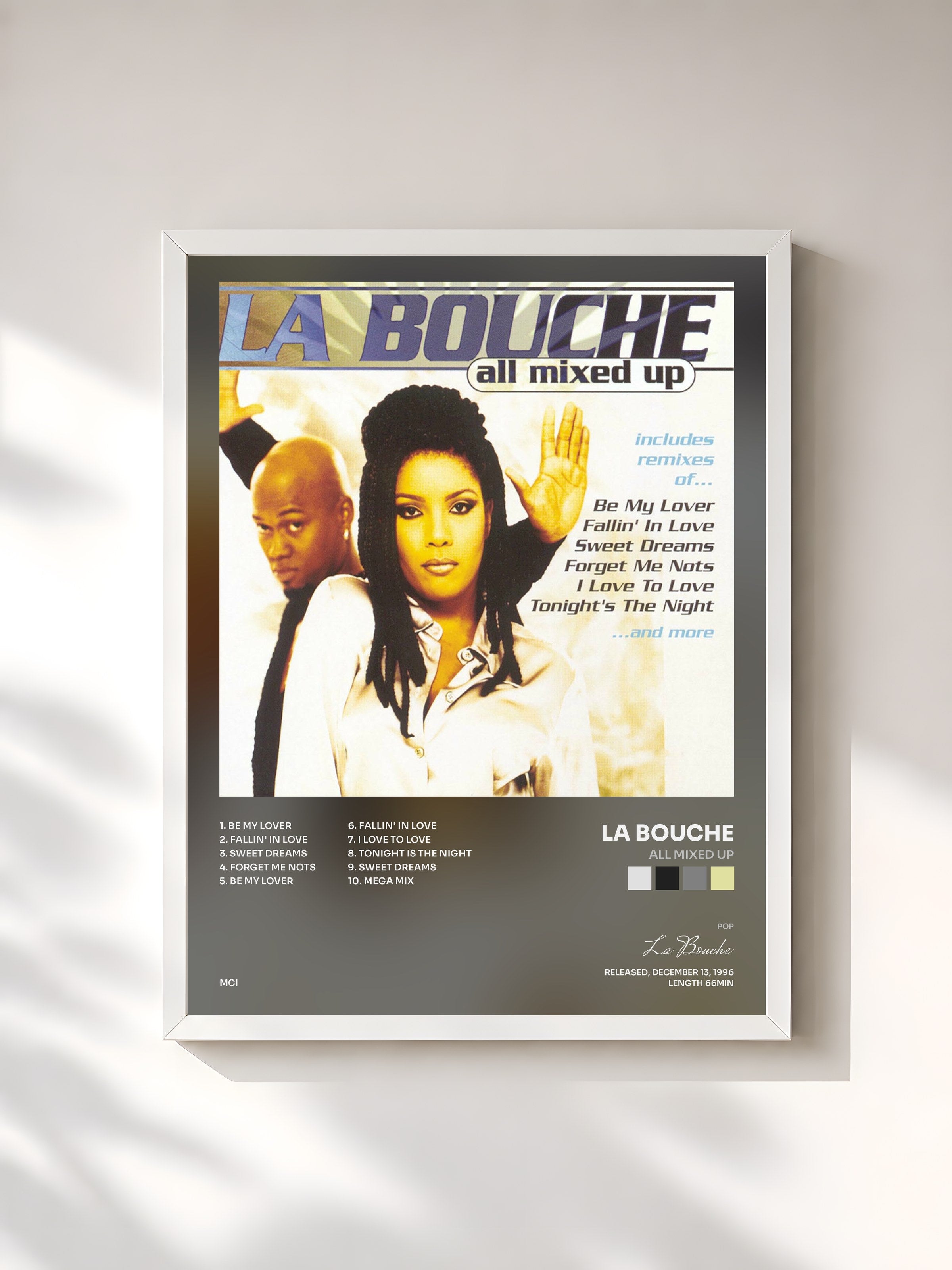 #blanc Tableau de l'album All Mixed Up de La Bouche, cadre blanc, imprimé et encadré en France