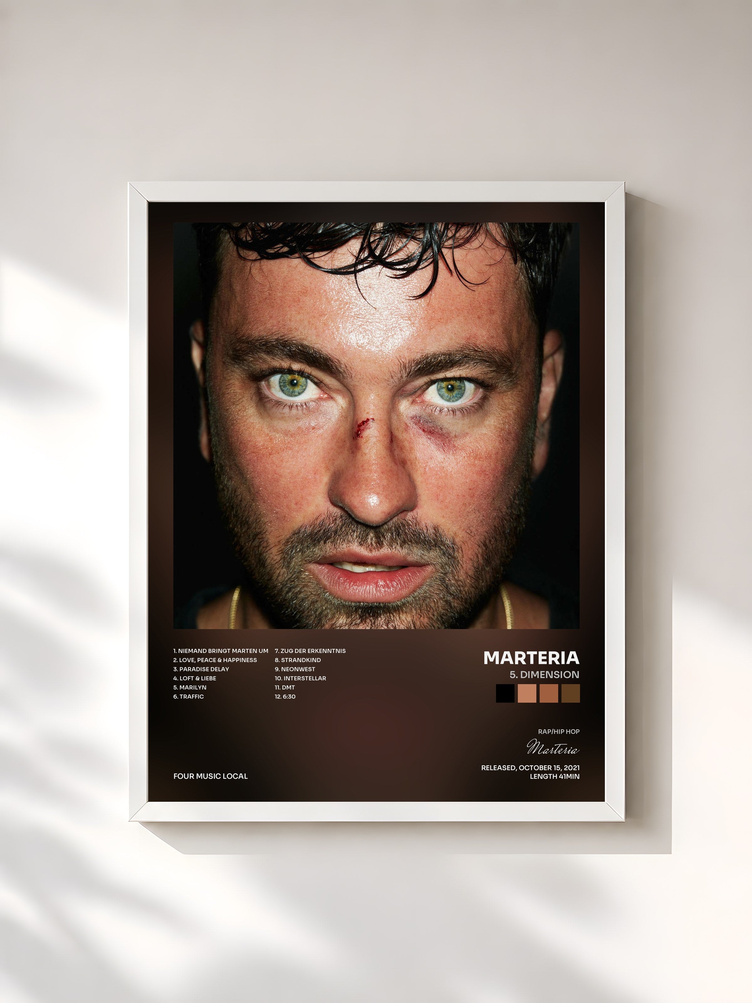 #blanc Tableau de l'album 5. DIMENSION de Marteria, cadre blanc, imprimé et encadré en France