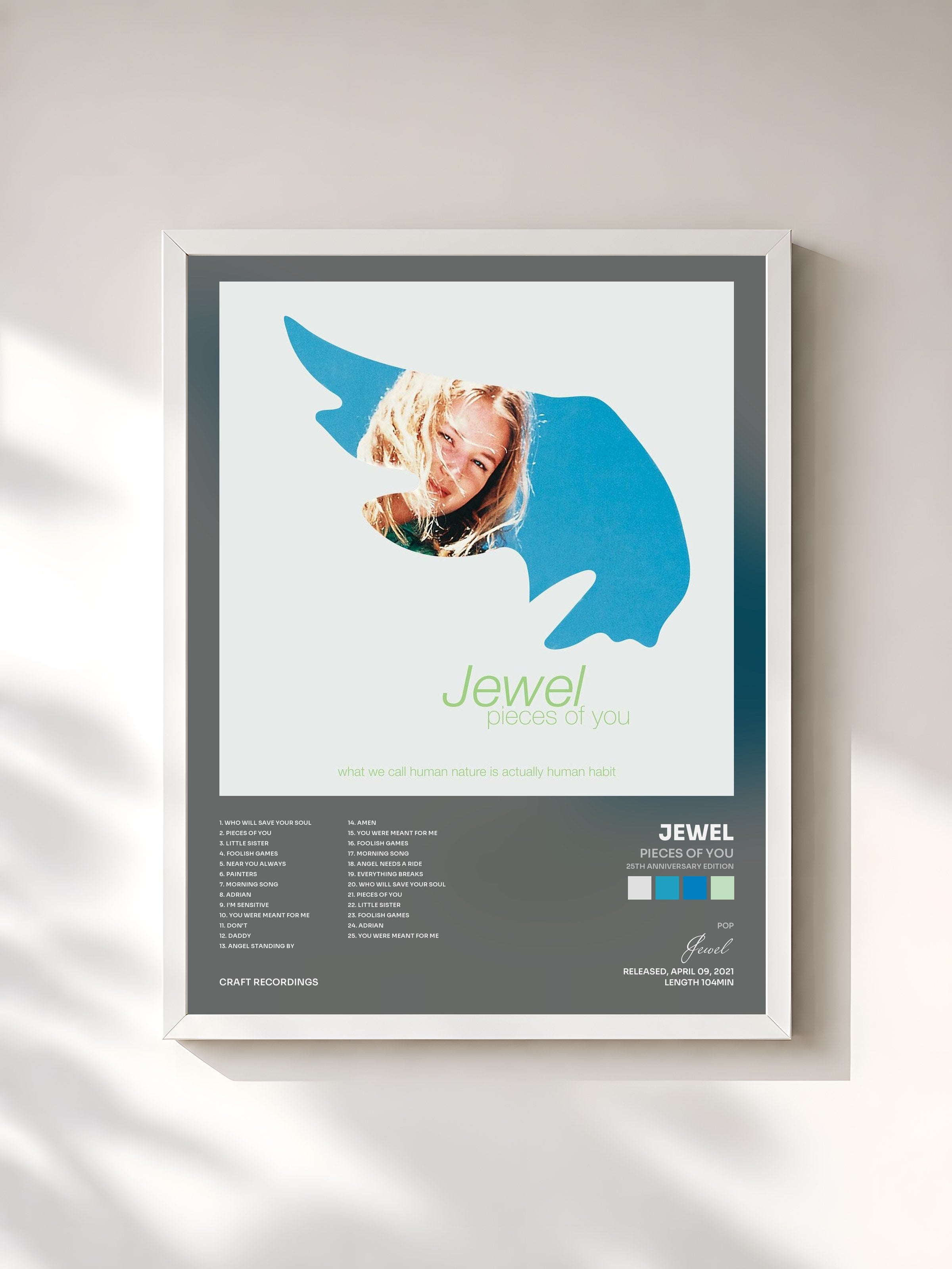 #blanc Tableau de l'album Pieces Of You (25th Anniversary Edition) de Jewel, cadre blanc, imprimé et encadré en France