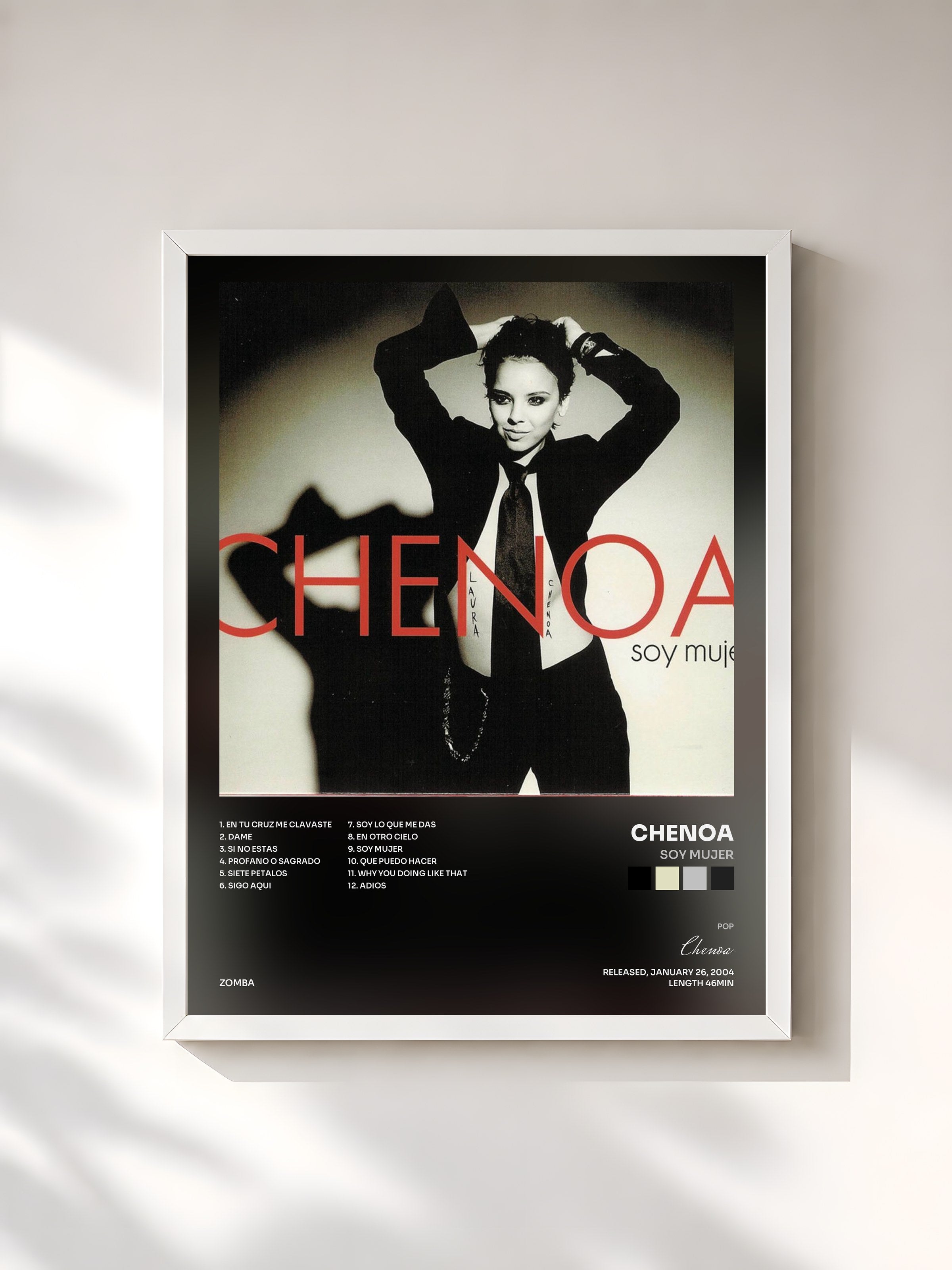 #blanc Tableau de l'album Soy Mujer de Chenoa, cadre blanc, imprimé et encadré en France