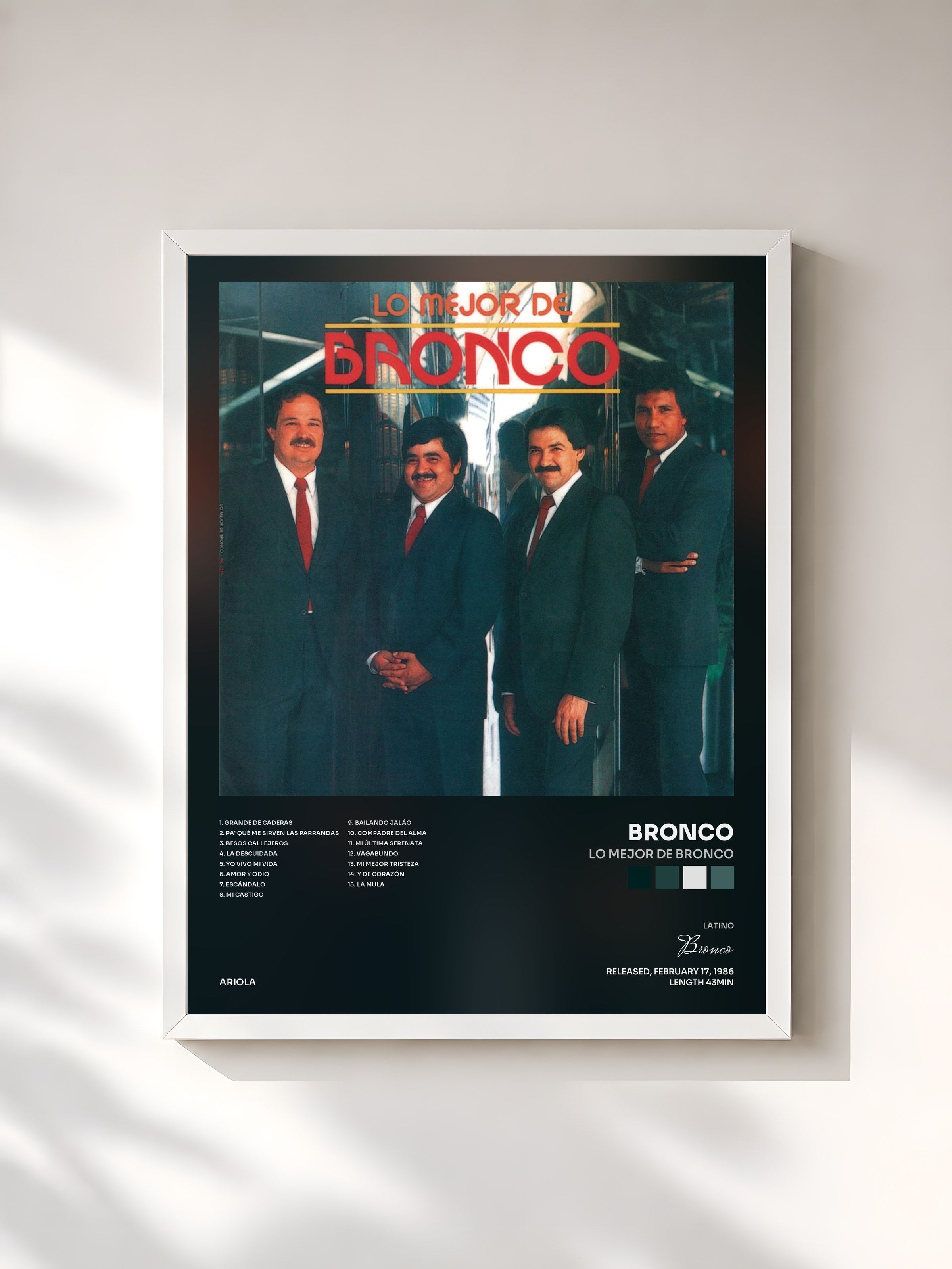#blanc Tableau de l'album Lo Mejor De Bronco de Bronco, cadre blanc, imprimé et encadré en France