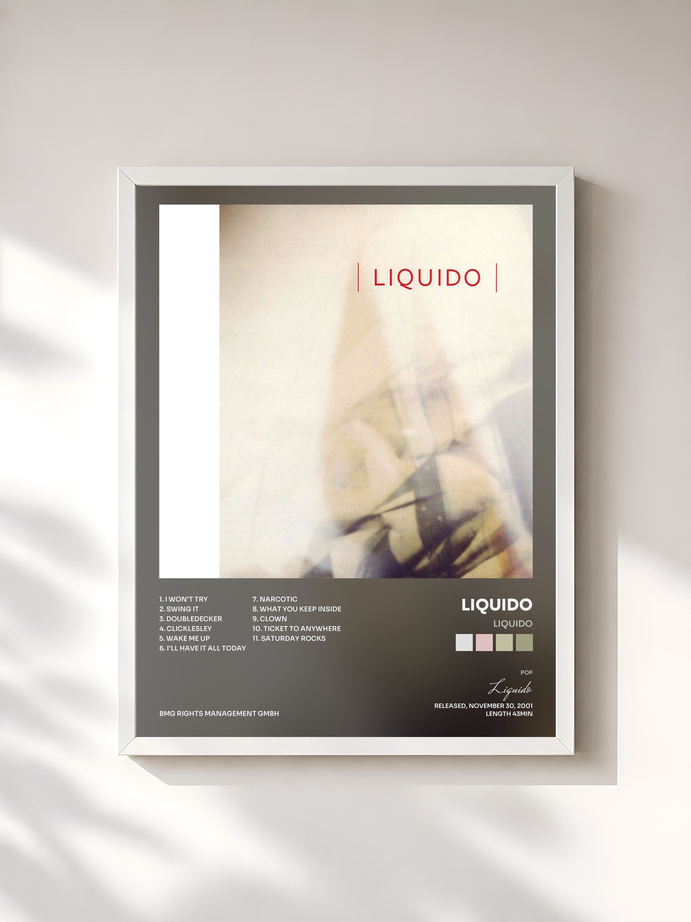 #blanc Tableau de l'album Liquido de Liquido, cadre blanc, imprimé et encadré en France