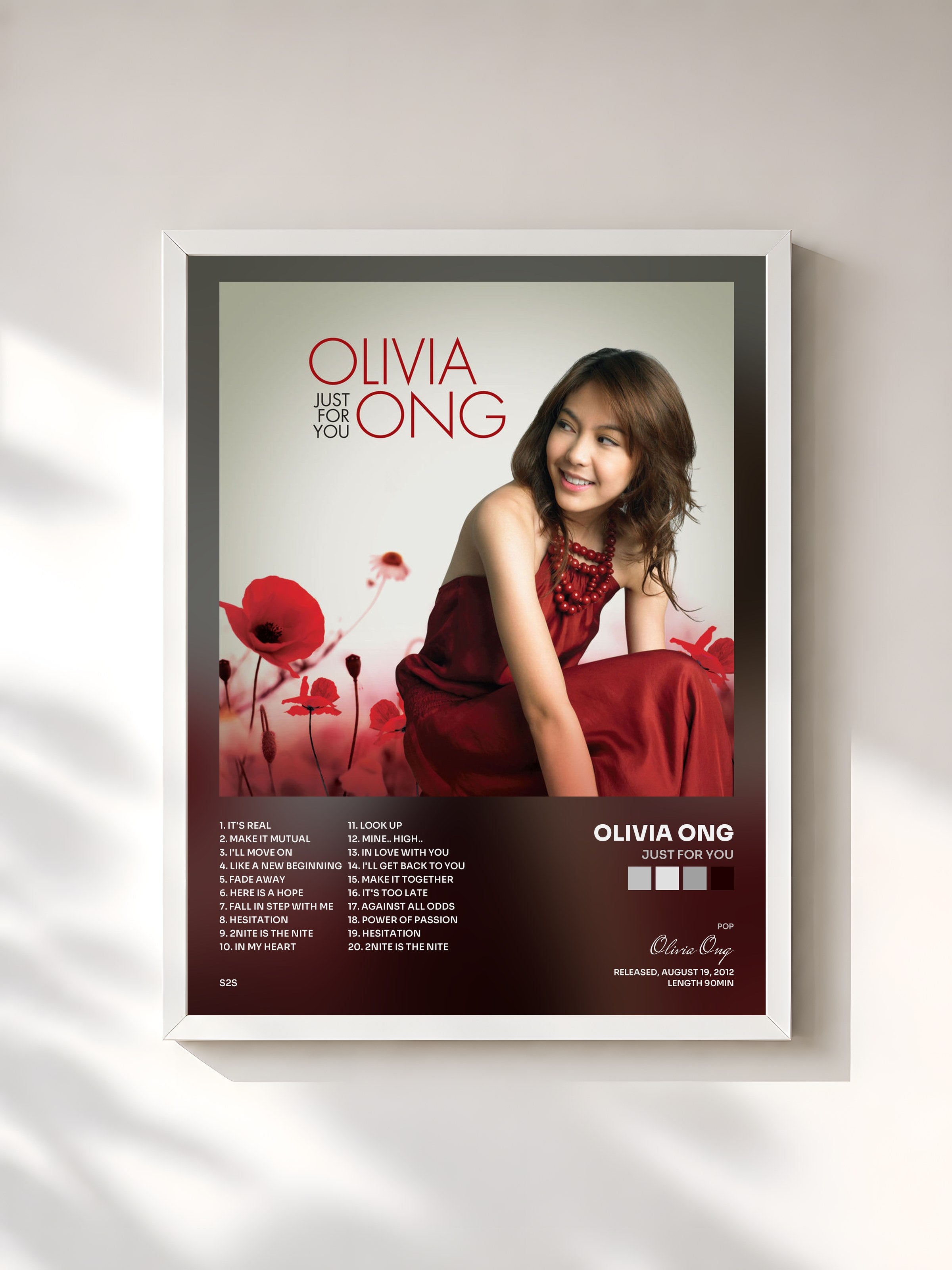 #blanc Tableau de l'album Just for You de Olivia Ong, cadre blanc, imprimé et encadré en France
