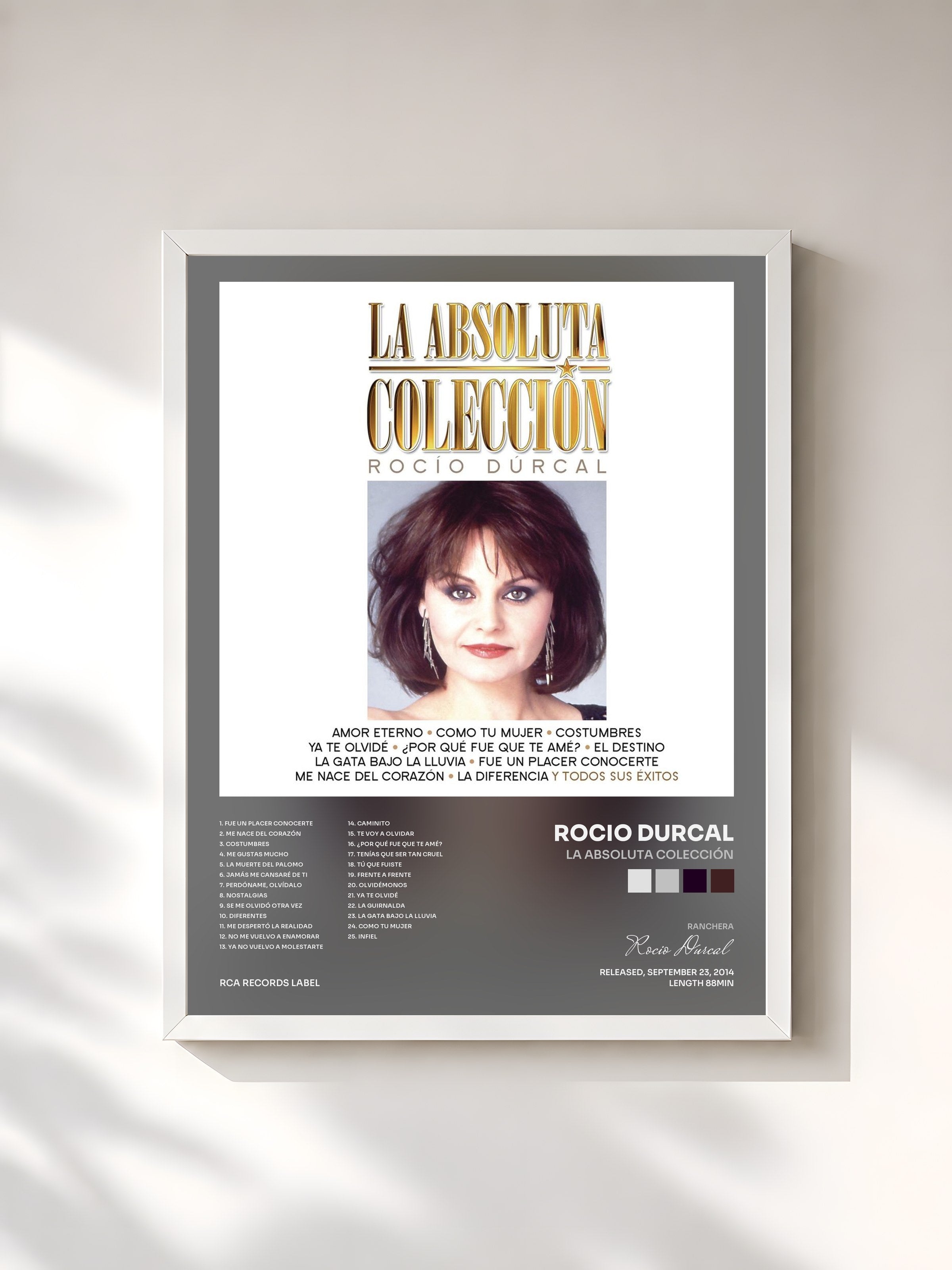 #blanc Tableau de l'album La Absoluta Colección de Rocio Durcal, cadre blanc, imprimé et encadré en France