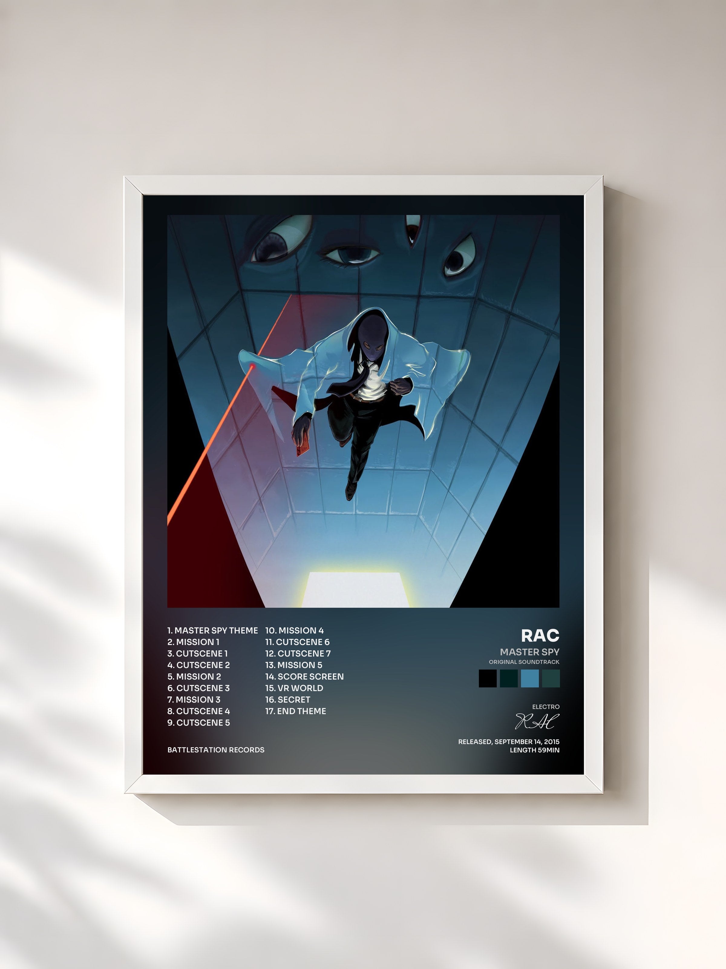 #blanc Tableau de l'album Master Spy (Original Soundtrack) de RAC, cadre blanc, imprimé et encadré en France